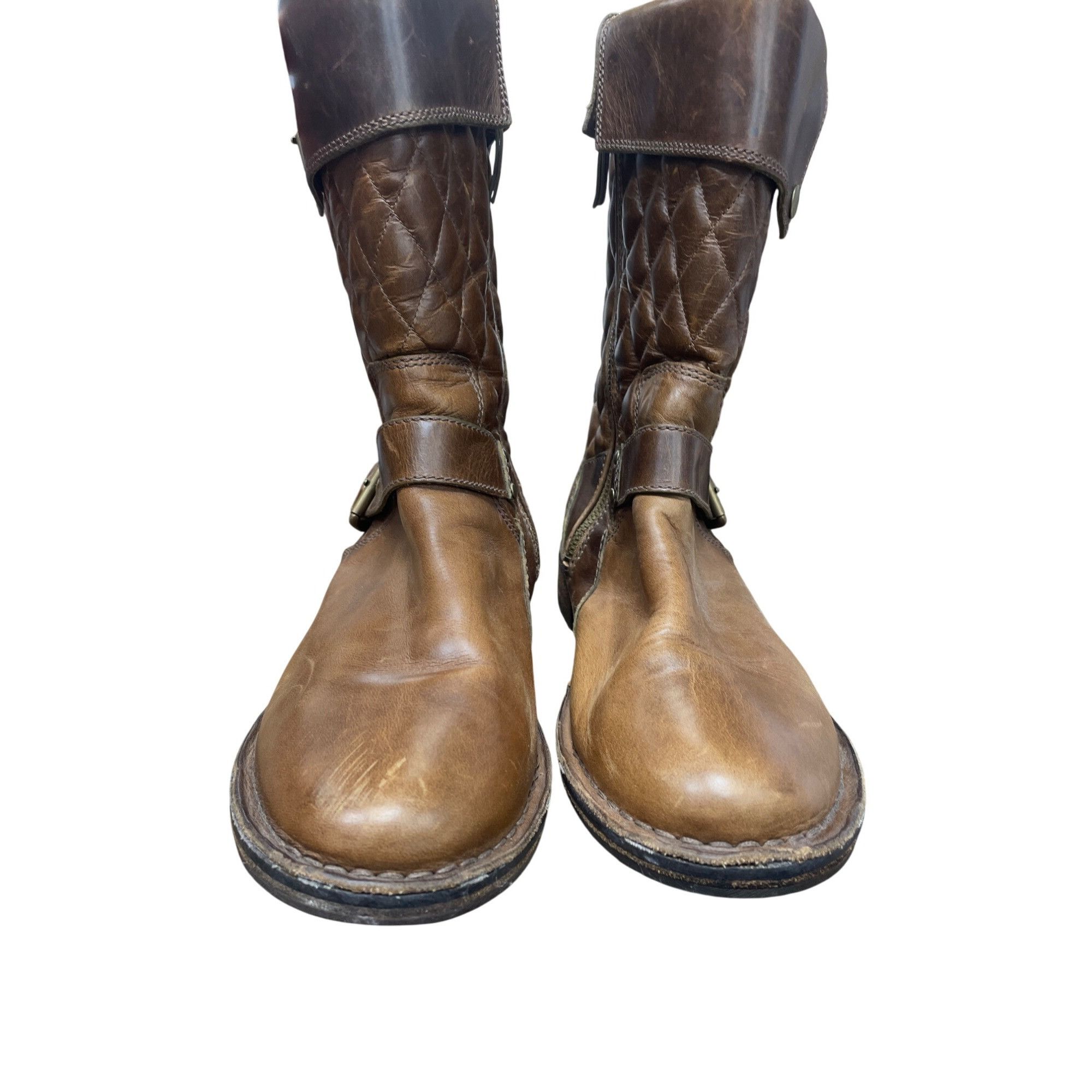 Ugg UGG Womans Brown Leather Moto Quilted Mid Calf Boots Sz 7.5 Size US 7.5 / IT 37.5 - 14 Thumbnail