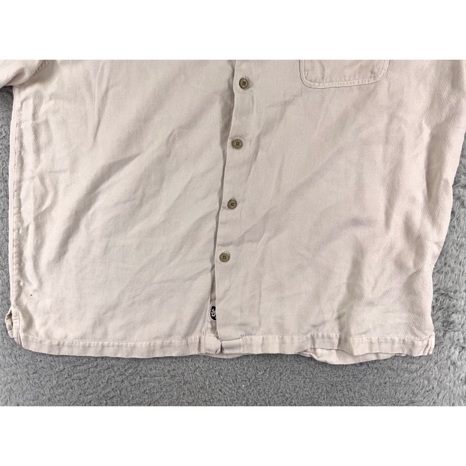 Nat Nast Nat Nast Luxury Originals Button-Up Shirt Mens XL Beige Herringbone Silk Cotton Blend Collared Short Sleeve Pockets Regular All Seasons Size US XL / EU 56 / 4 - 5 Thumbnail