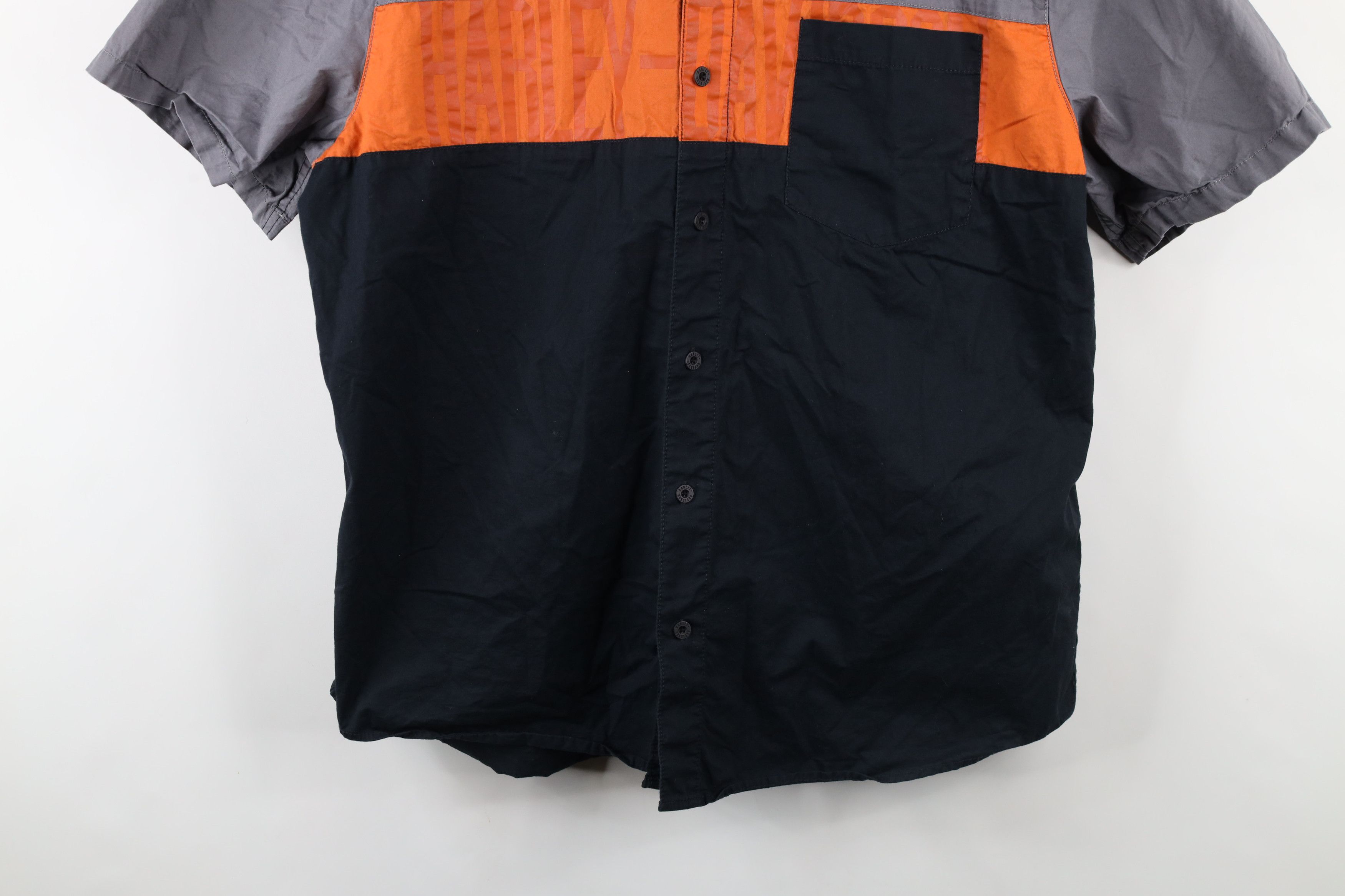 Harley Davidson × Vintage Vintage Harley Davidson Spell Out Work Mechanic Button Shirt Size US XL / EU 56 / 4 - 3 Thumbnail