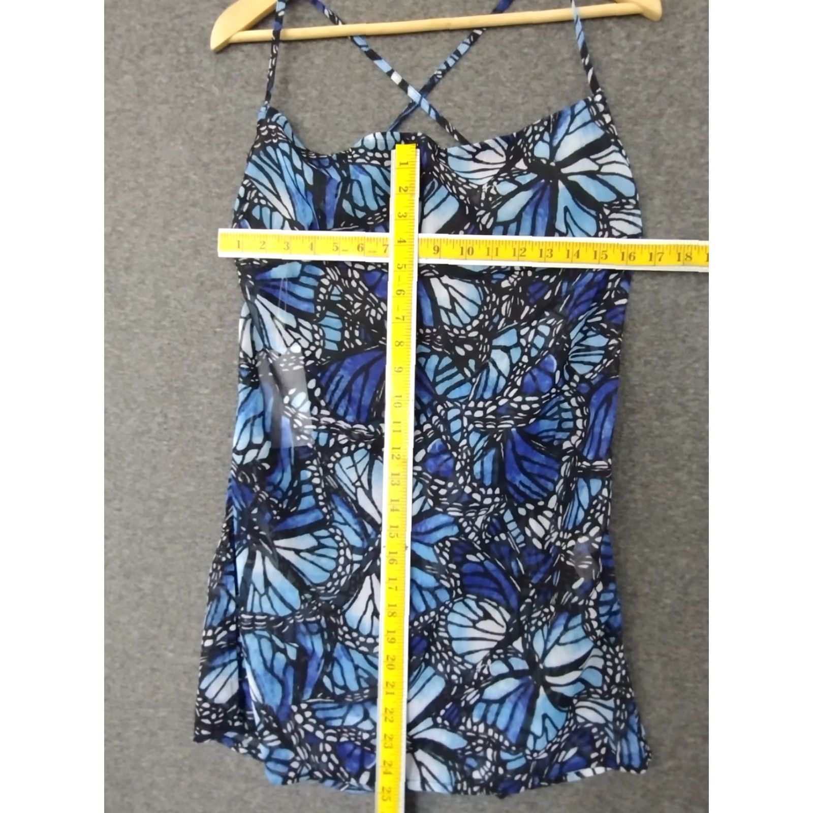 Vintage Toluca Swim Dress Mini Sleeveless Cowl Neck Sheer Blue M Beach Casual Short Polyester Solid Women Size M / US 6-8 / IT 42-44 - 4 Thumbnail