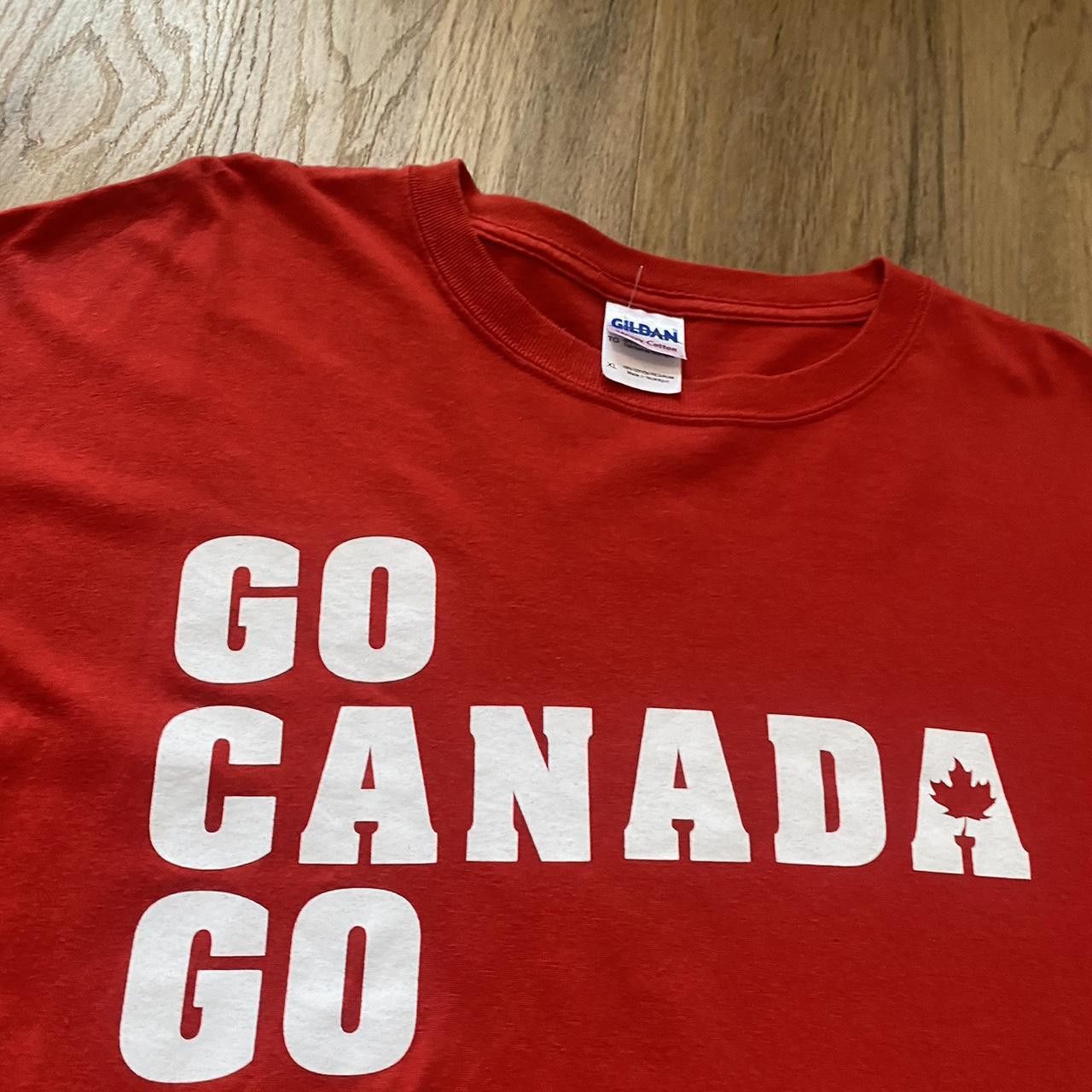 Gildan Red and white Go Canada Go shirt - 2000s style Size US XL / EU 56 / 4 - 3 Thumbnail
