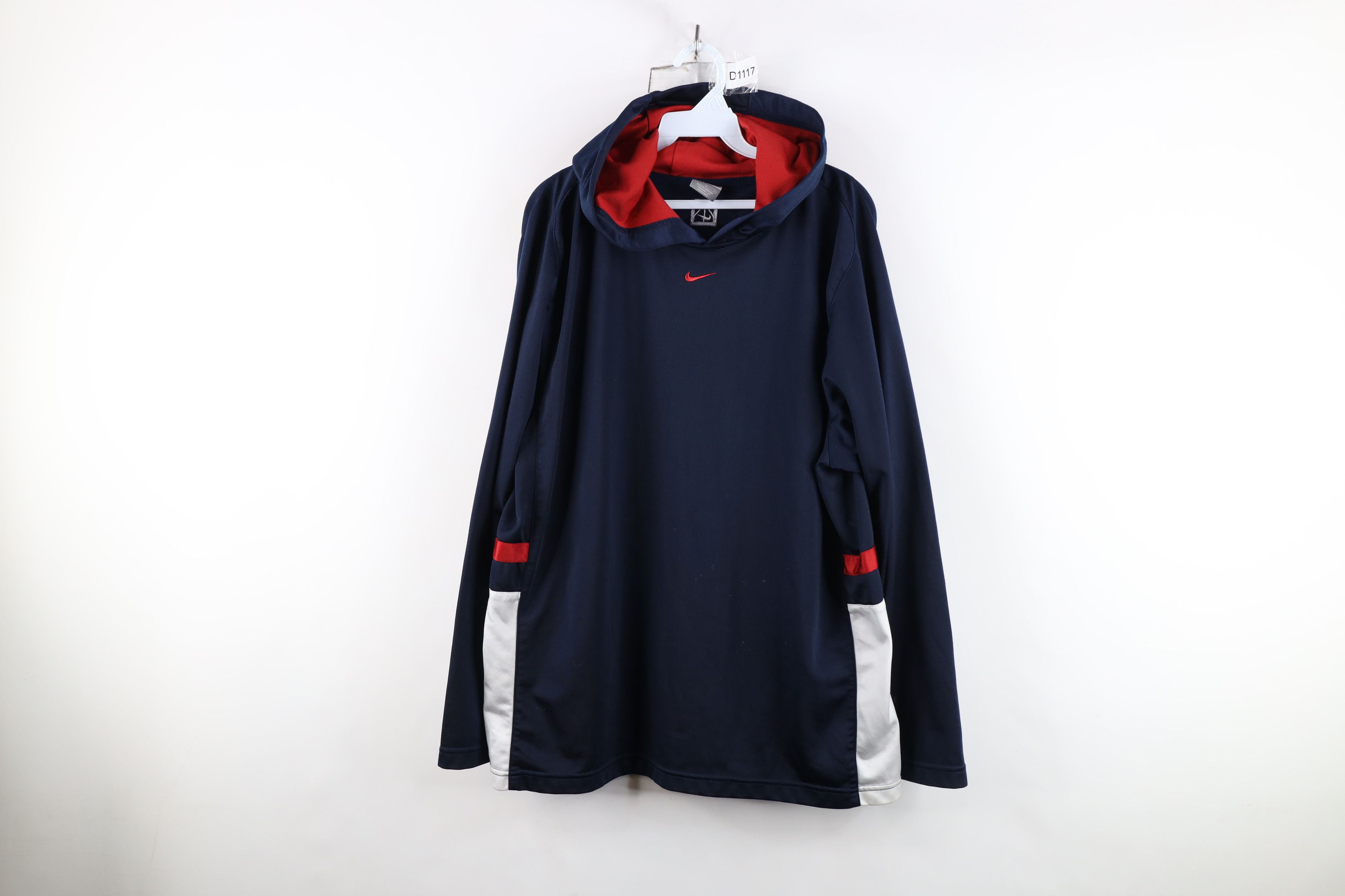Nike × Vintage Vintage Y2K Nike Basketball Center Swoosh Striped Hoodie Size US L / EU 52-54 / 3 - 1 Thumbnail
