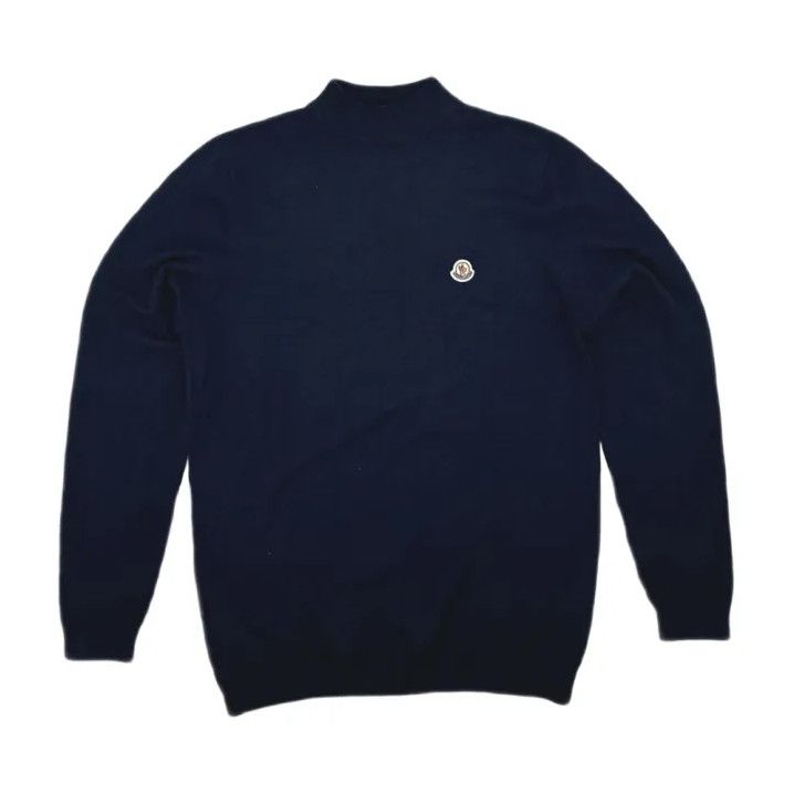 Moncler Moncler Solid Logo Long-Sleeve Knit Sweater Size US S / EU 44-46 / 1 - 1 Thumbnail