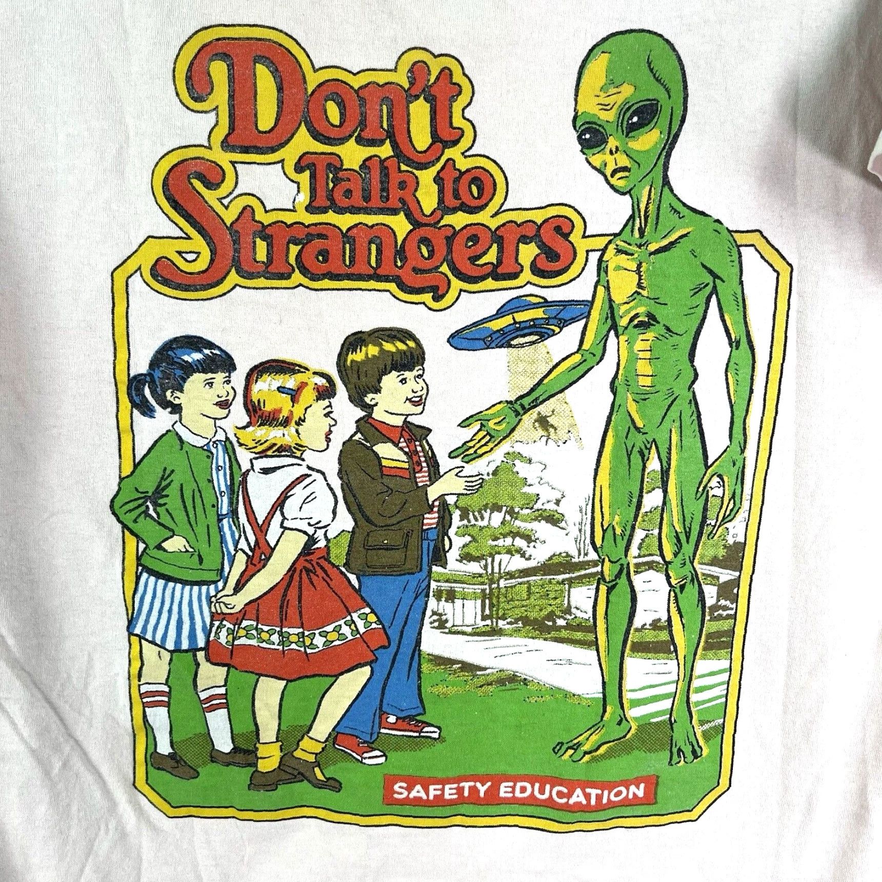 RHODE Steven Rhodes Don't Talk To Strangers T-Shirt Mens XL Beige Cotton Jersey Logo Graphic Print 90s Space Funny Size US XL / EU 56 / 4 - 2 Thumbnail