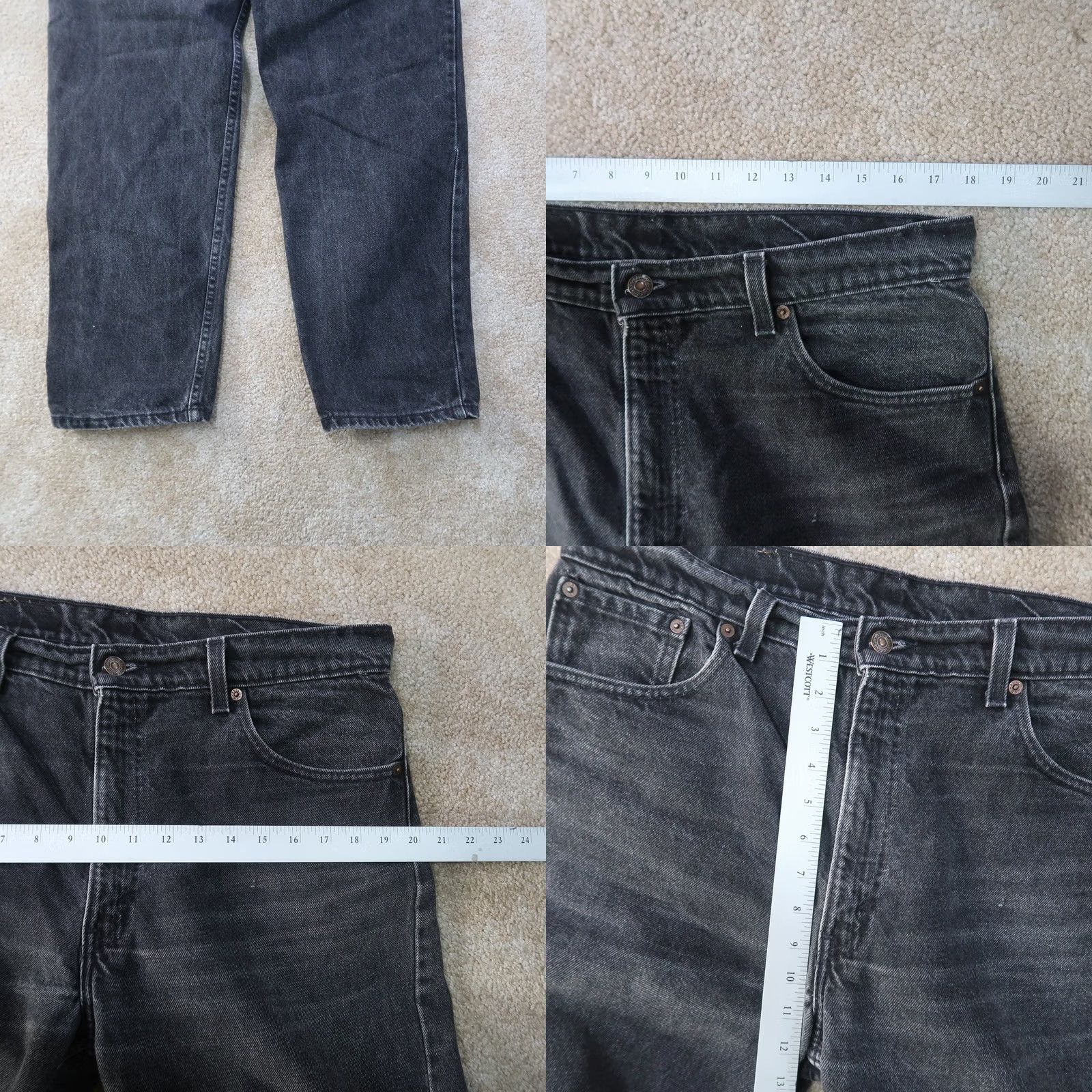 Levi's vintage Levi's 550 Jeans Men 36x32 Black Denim Relaxed Tapered 5-Pocket USA Denim Belt Loops Zipper Button Distressed Size US 36 / EU 52 - 8 Thumbnail