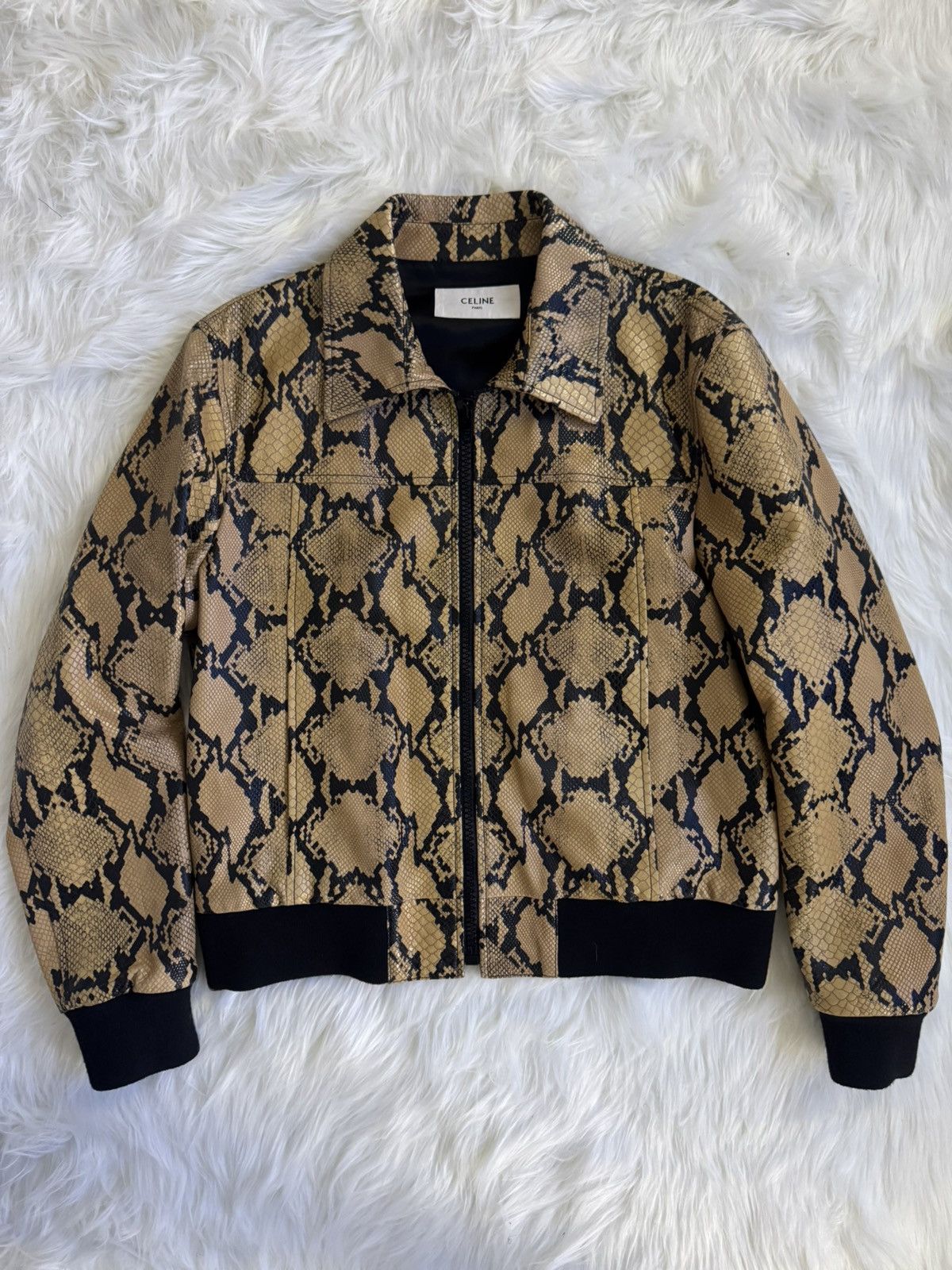 Celine Celine by Hedi Slimane SS20 Python Print Calfskin Blouson Size US L / EU 52-54 / 3 - 2 Thumbnail