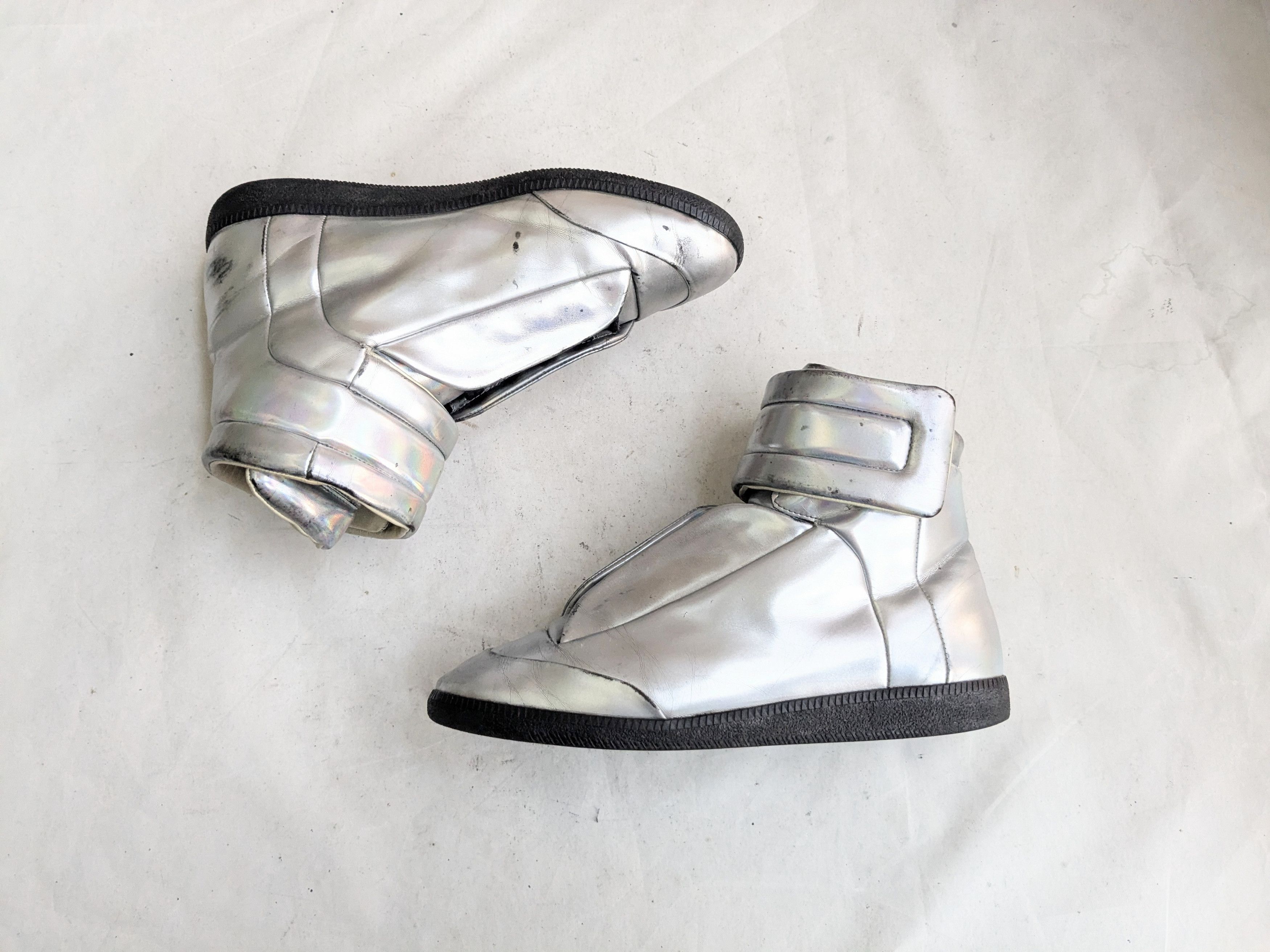 Maison Margiela Maison Margiela Future Silver Black 11 44 Leather High Tops Size US 11 / EU 44 - 1 Thumbnail