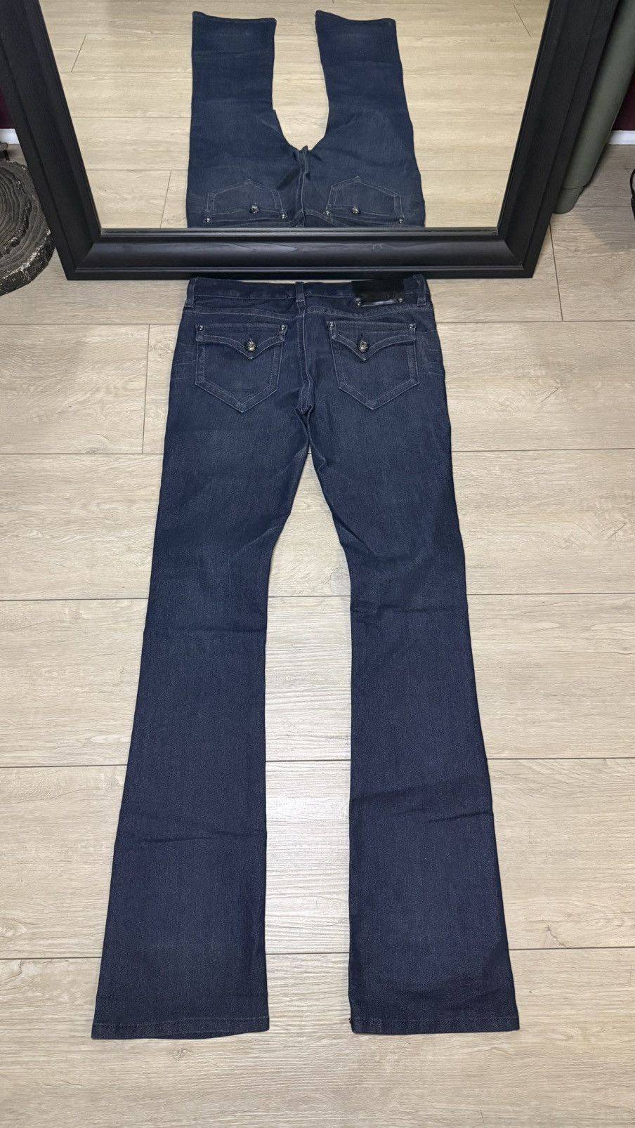 Other Y2K 2000s Denim Addiction Dark Wash Heavyweight Flared Jeans Size US 27 - 1 Thumbnail