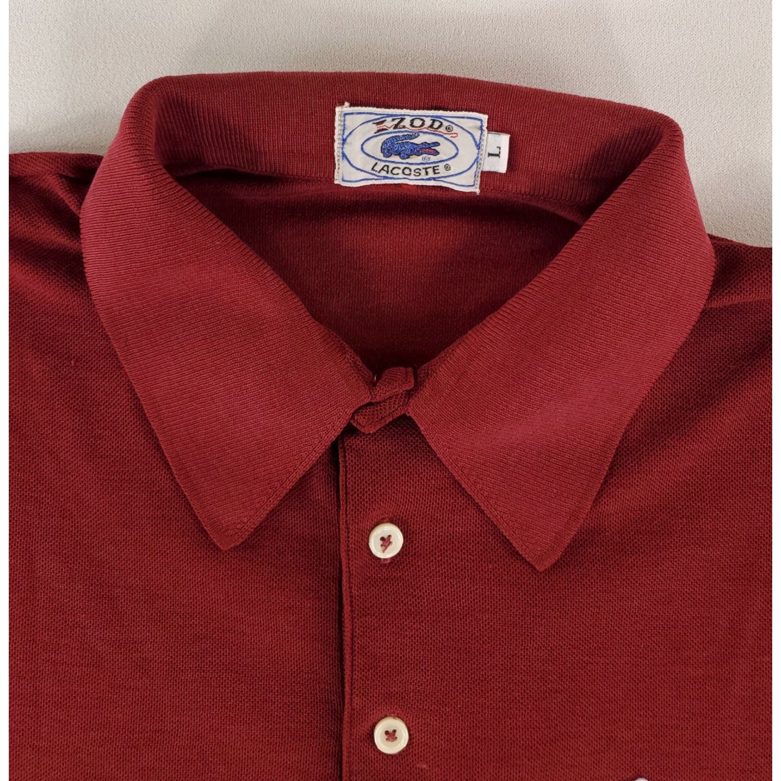 Izod VINTAGE Izod Lacoste Polo Shirt Short Sleeve Mens L Burgundy Red 80s Polo Shirt Men's L 80s VTG Burgundy Red Izod Lacoste Shirts Mens L Size US L / EU 52-54 / 3 - 2 Thumbnail