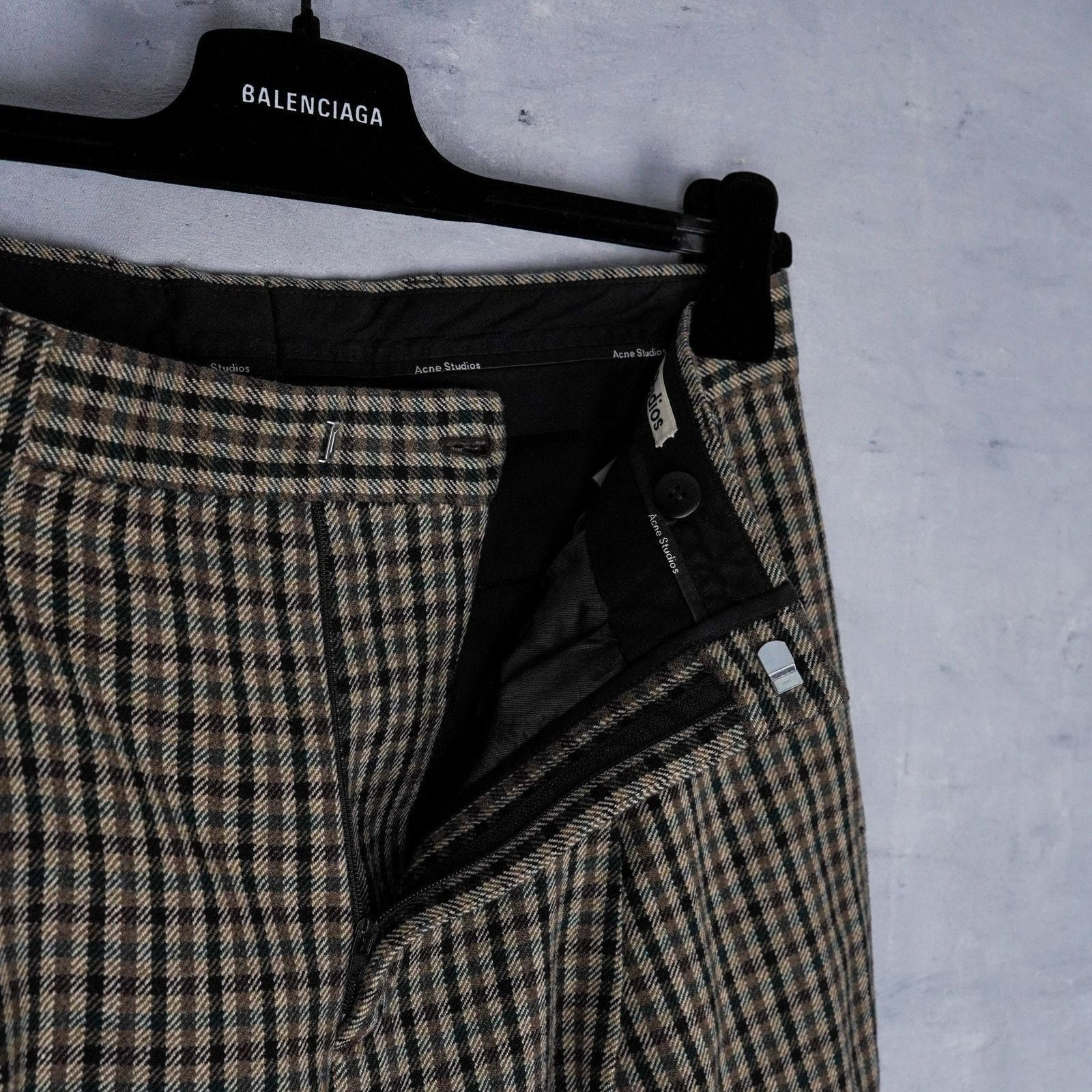 Acne Studios Acne studios brown gray wool check tailored trousers pants Size US 30 / EU 46 - 5 Thumbnail