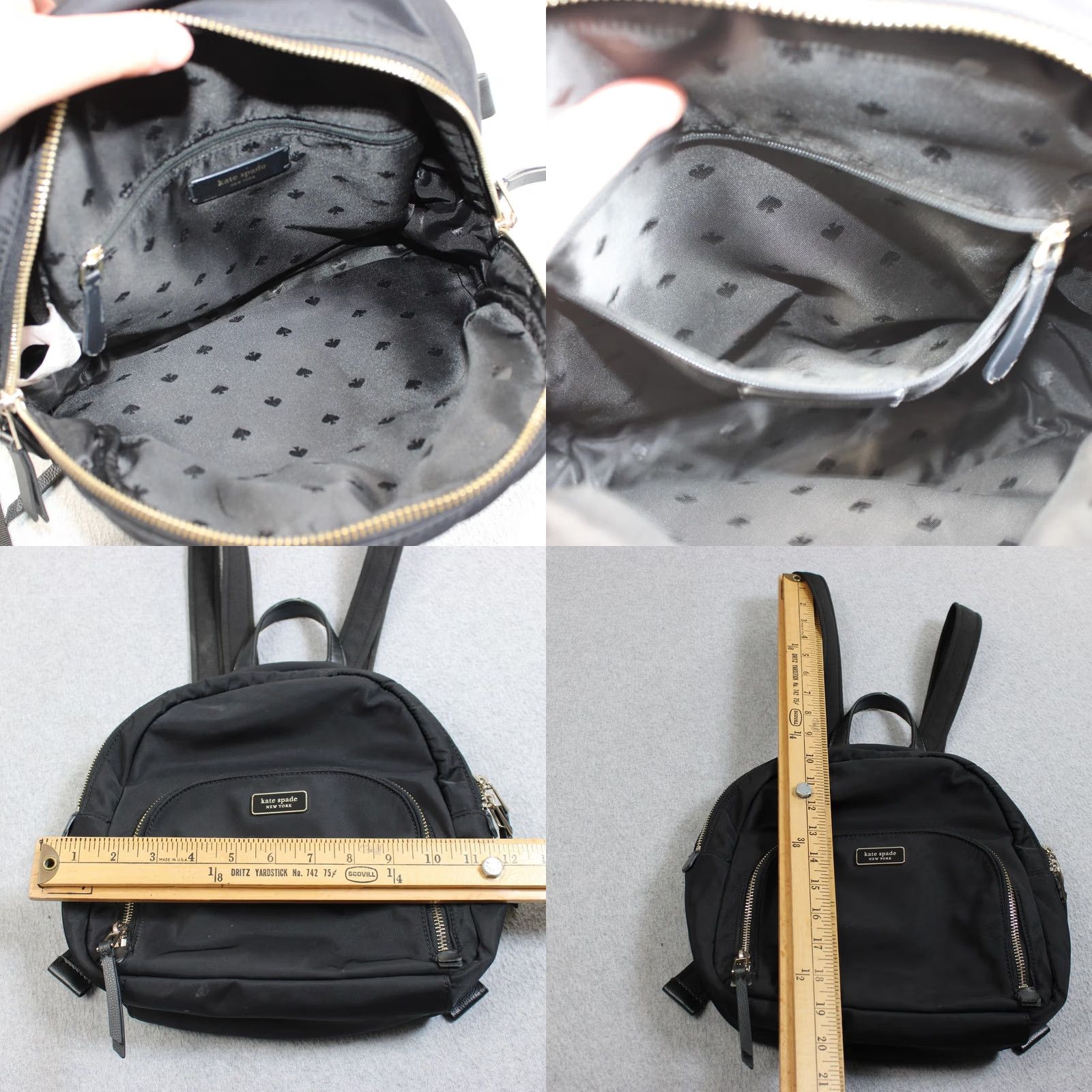 Vintage Kate Spade Backpack Women Small Black Nylon Gold Zip Casual Travel Wallet Size ONE SIZE - 8 Thumbnail