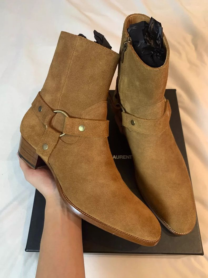 Yves Saint Laurent saint laurent Suede buckled Chelsea boots 2501-Nextarrow Size US 10 / EU 43 - 1 Thumbnail
