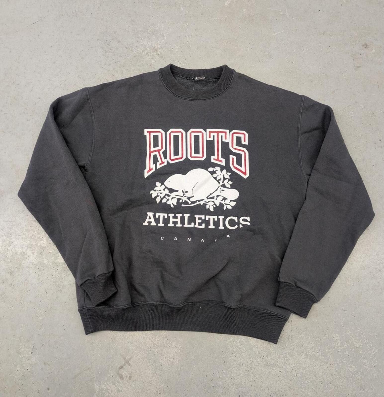 Roots Vintage 90s Roots Canada Gray Essential Crew Neck Sweater Size US M / EU 48-50 / 2 - 1 Thumbnail