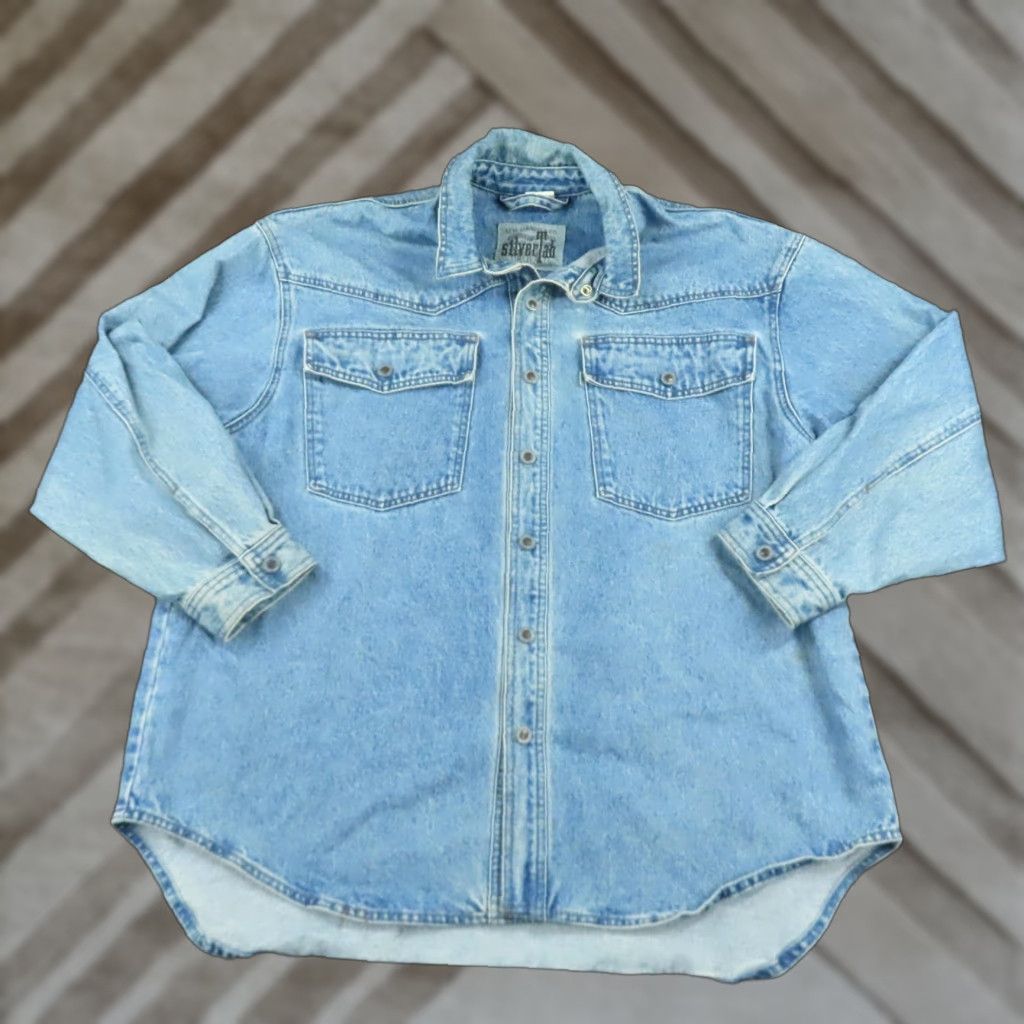 VINTAGE Levi's SilverTab Jacket Mens M Blue Denim Western Snap