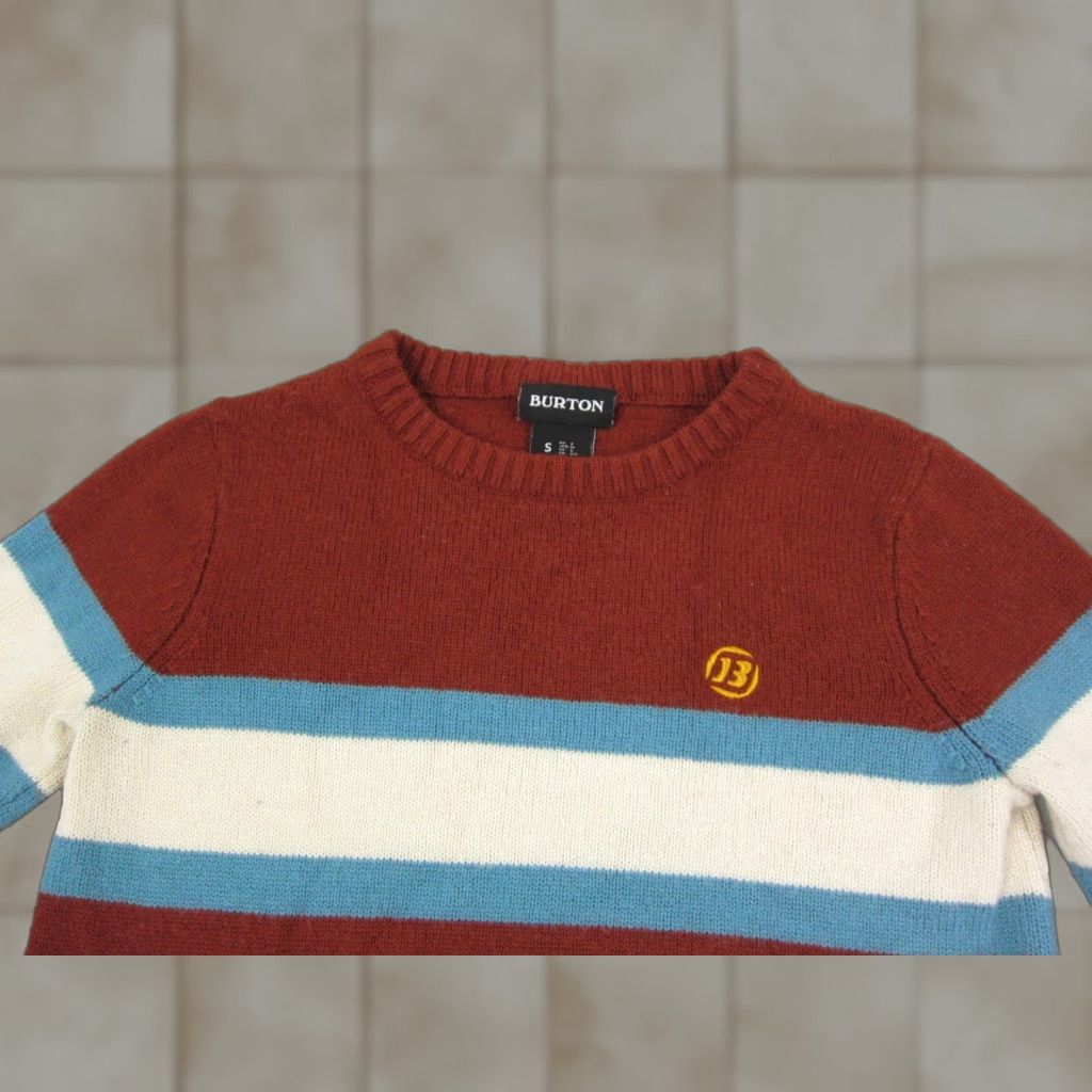 Burton VINTAGE Burton Sweater Adult Small Orange Blue White Wool Striped Casual Mens Size US S / EU 44-46 / 1 - 1 Thumbnail