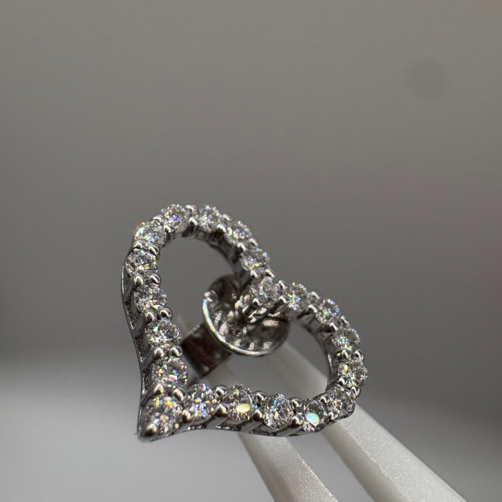 Other 1.30 CTW Moissanite 925 Sterling Silver Heart Stud Earrings Size ONE SIZE - 4 Thumbnail