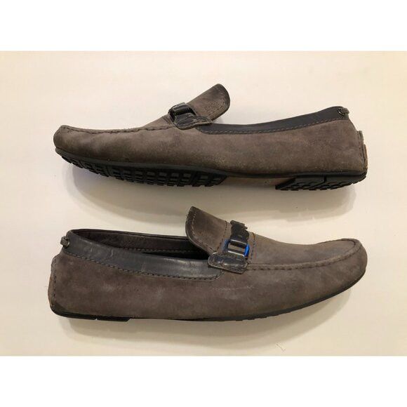 Hugo Boss hugo boss men's gray leather slip on loafers size: 10.5 Size US 10.5 / EU 43-44 - 1 Thumbnail