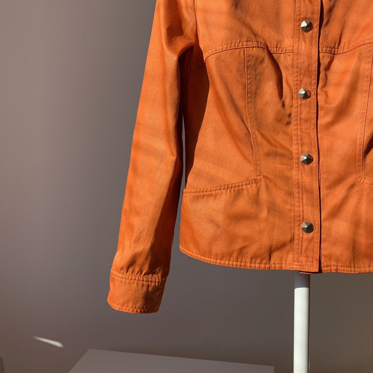 Mugler × Thierry Mugler × Vintage 2000`s Mugler Classic Collar Press-Stud Orange Jacket Size S / US 4 / IT 40 - 6 Thumbnail