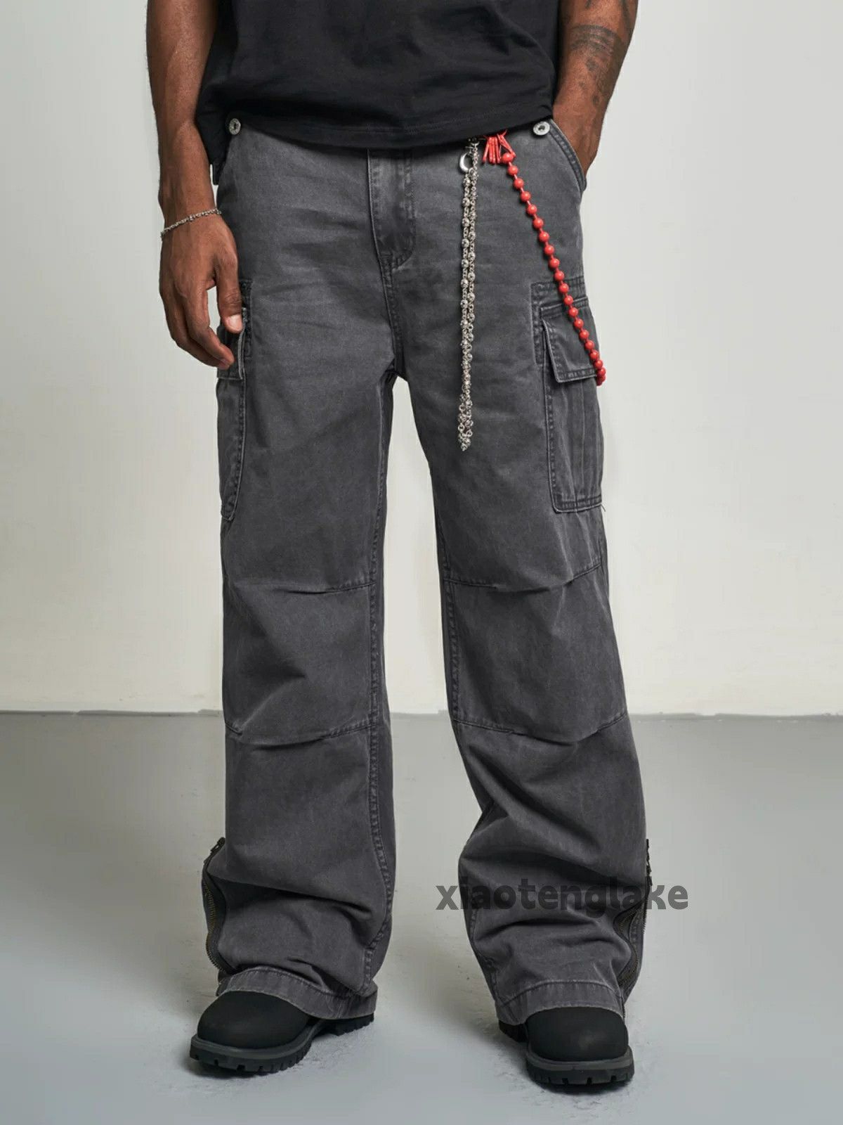 Designer × Vintage washed faded zipper carpenter cargo loose baggy pants Size US 28 / EU 44 - 6 Thumbnail