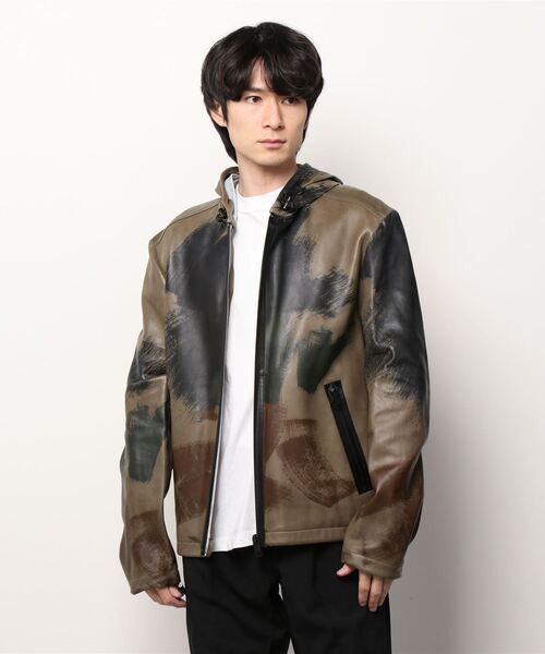 Diesel Diesel Leather Jacket Camo Print Hooded Sheepskin Full Zip Size US XXL / EU 58 / 5 - 2 Thumbnail