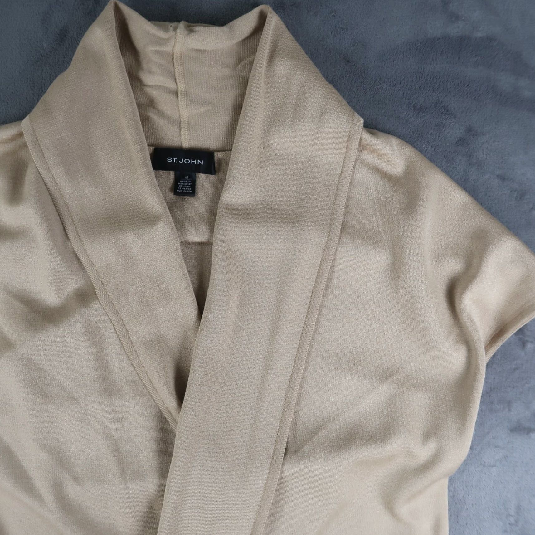 St. John St. John Cardigan Vest Sweater Open Collar Tan Size M Medium Womens Knit Open Collar Cardigan Tan Vintage: No Features: Open Size M / US 6-8 / IT 42-44 - 3 Thumbnail