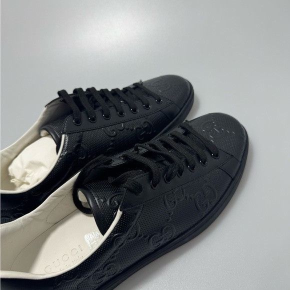 Gucci Gucci Ace GG Embossed Black Leather Sneakers Men’s 12.5 Size US 12.5 / EU 45-46 - 7 Thumbnail