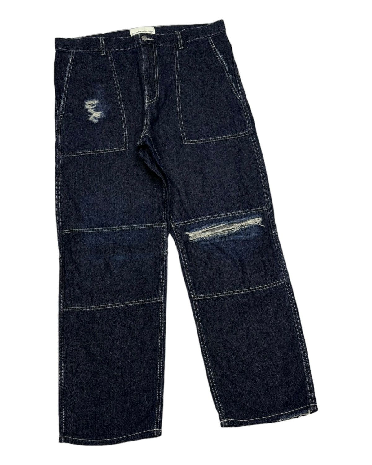GU × Jun Takahashi Vintage GU and Beautiful People Baggy Denim Distress Jeans Size US 36 / EU 52 - 3 Thumbnail