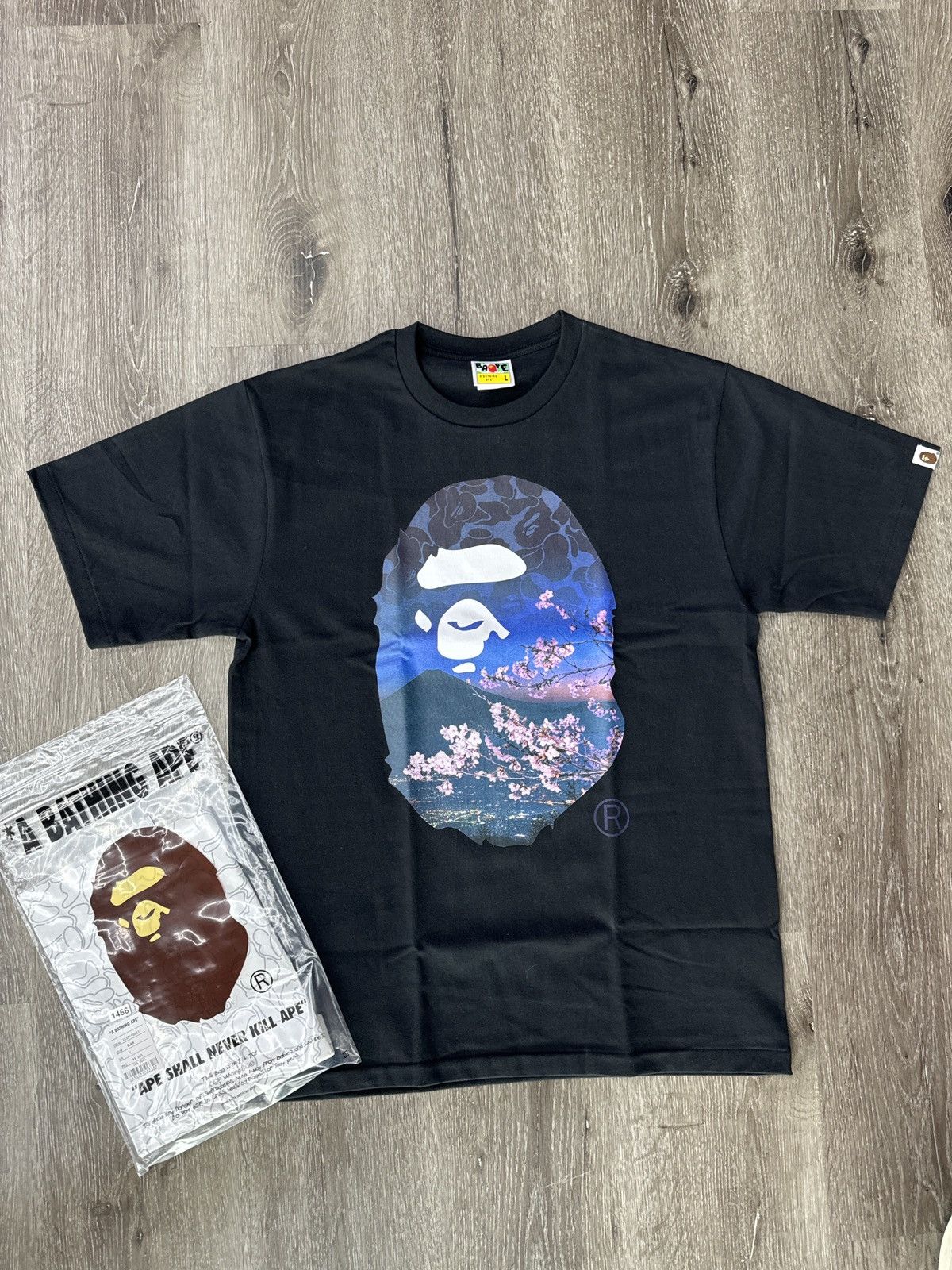 BAPE Sakura Photo Ape Head Tee (SS22) Black