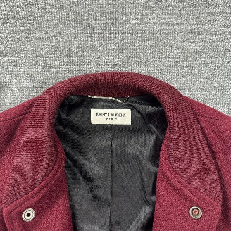 Saint Laurent Paris Stylish Burgundy Varsity Baseball Jacket-2505 Size US XL / EU 56 / 4 - 3 Thumbnail