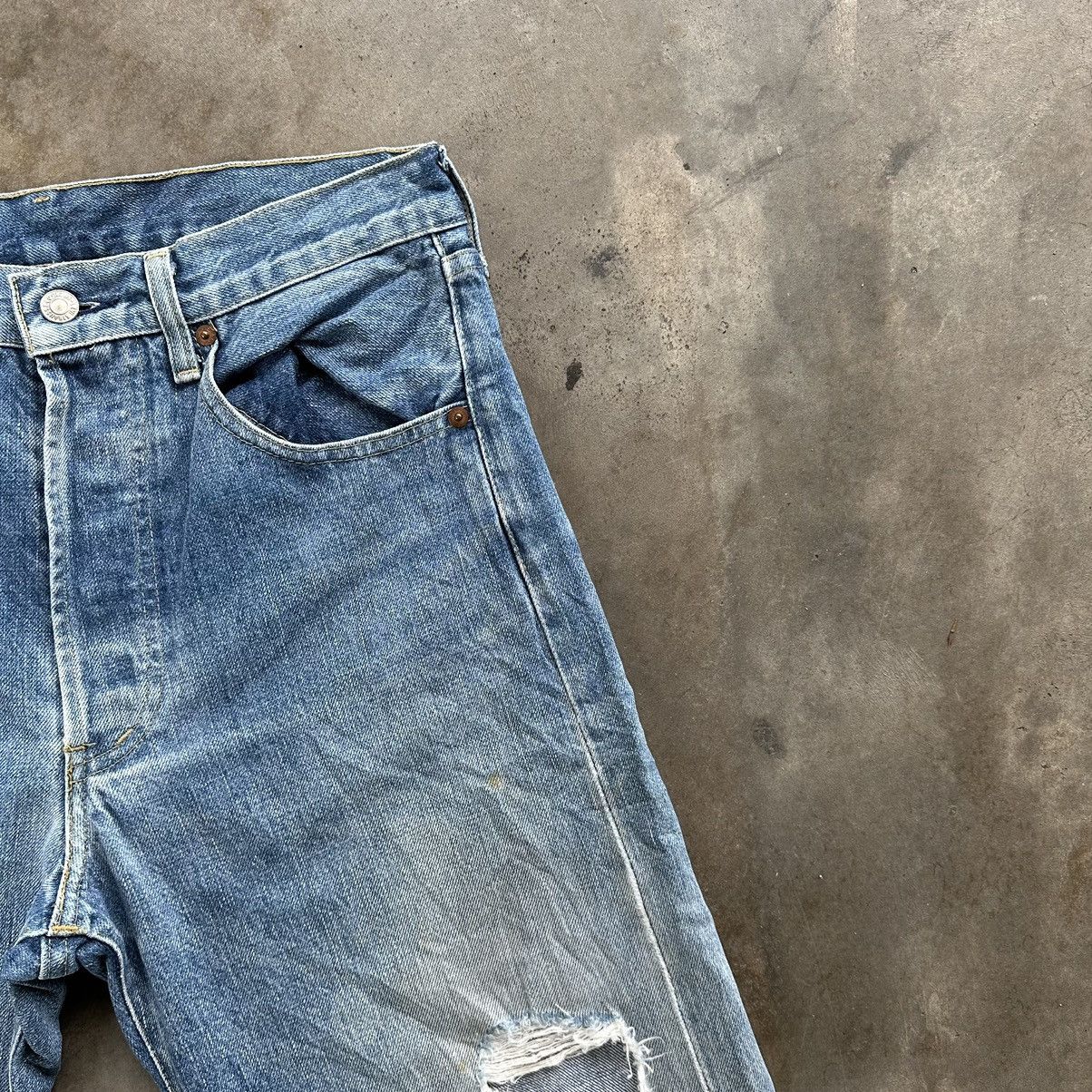Levi's W30 Vintage Levi’s 503B Selvedge Distressed Faded Denim Jean Size US 30 / EU 46 - 5 Thumbnail