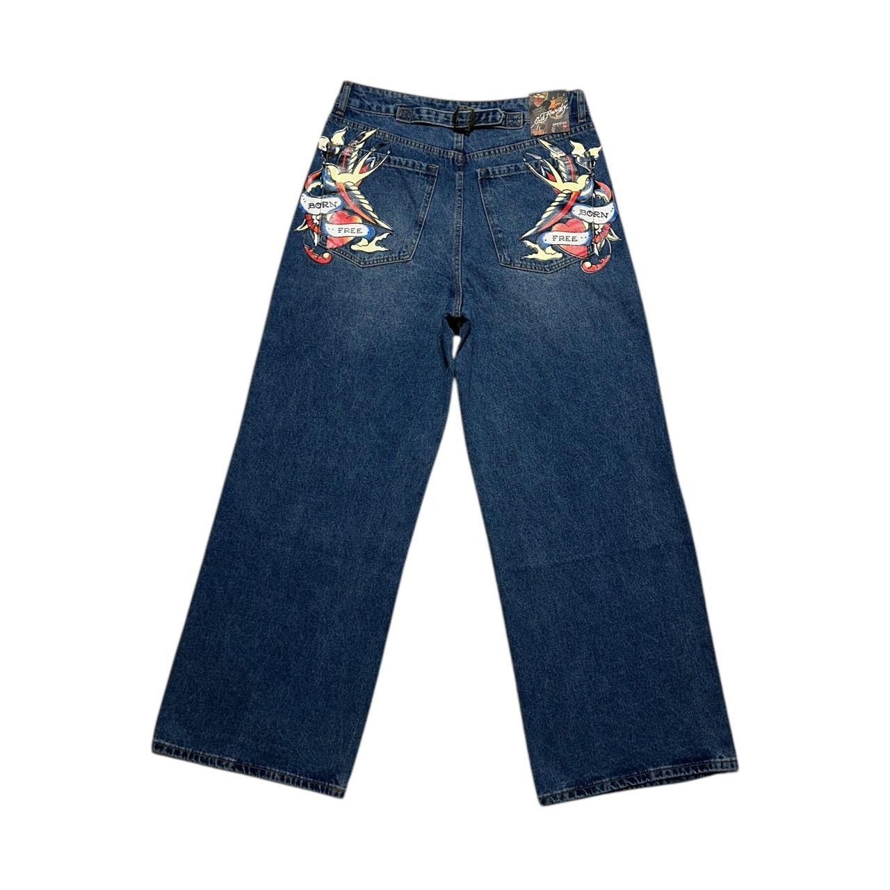 Ed Hardy × Vintage Ed Hardy Wide Leg Jeans Size 32" / US 10 / IT 46 - 1 Thumbnail