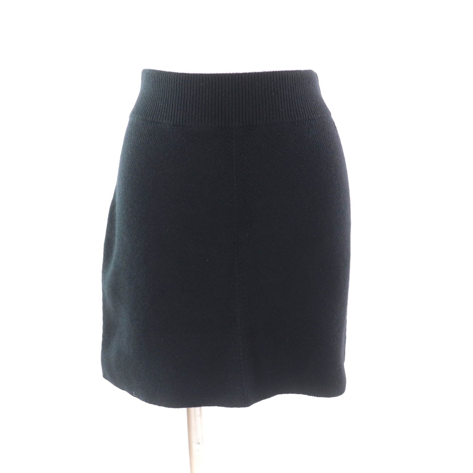 Hermes Hermes Serie Metal Attached Trapezoid Knit Cashmere Skirt Leather Skirts DUTY FREE for USA