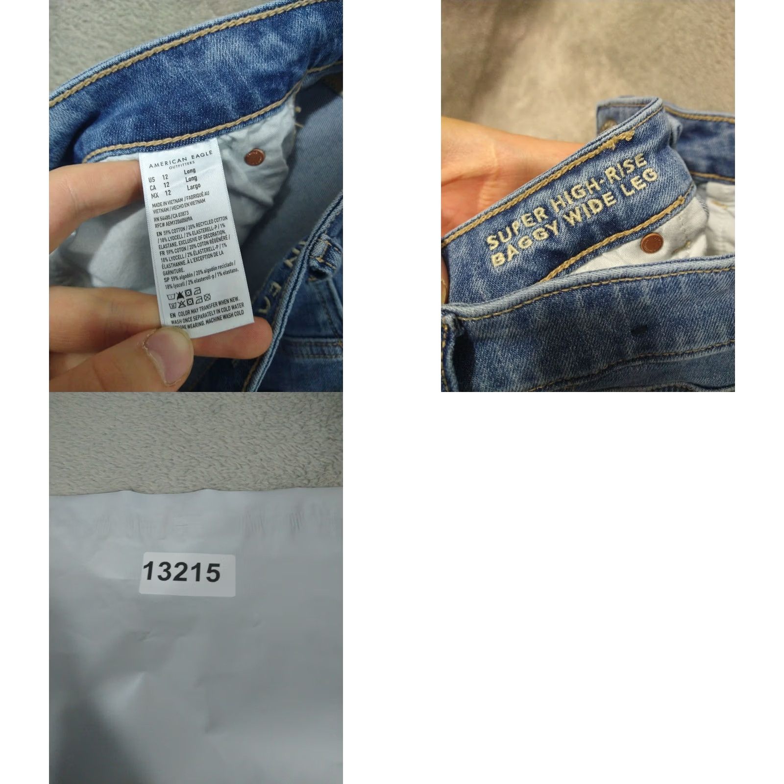 American Eagle Outfitters American Eagle Jeans Womens 12 Long Blue Denim Baggy Wide Leg Super High Rise 90s Size 34" / US 12 / IT 48 - 8 Thumbnail