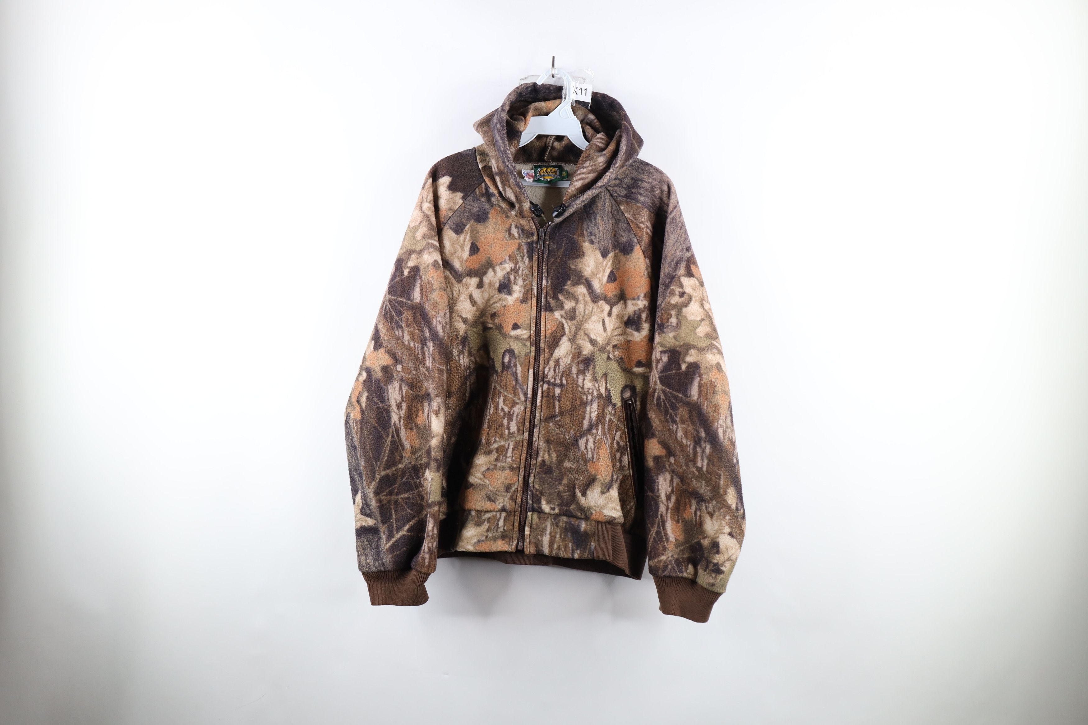 Vintage 90s Cabelas Full Zip Fleece Hoodie Jacket USA