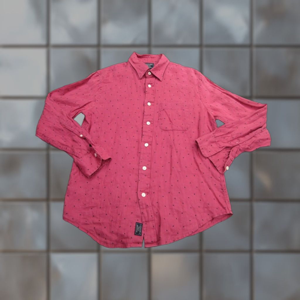 Abercrombie & Fitch Abercrombie & Fitch Shirt Mens Small Pink Linen Long Sleeve Button Front Size US S / EU 44-46 / 1 - 1 Thumbnail