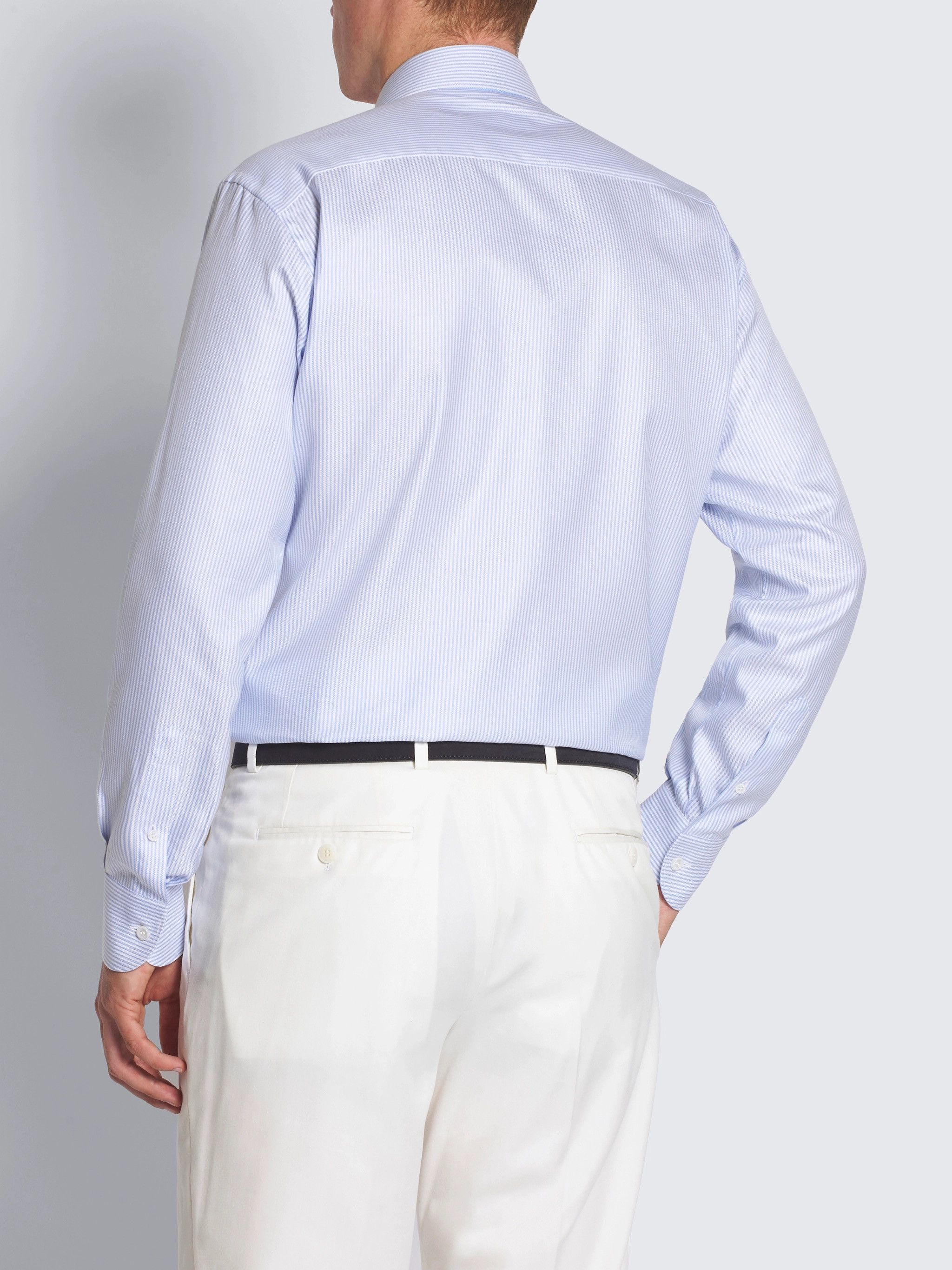 Brioni Brioni White And Light Blue Striped Sea Island Size US M / EU 48-50 / 2 - 3 Thumbnail
