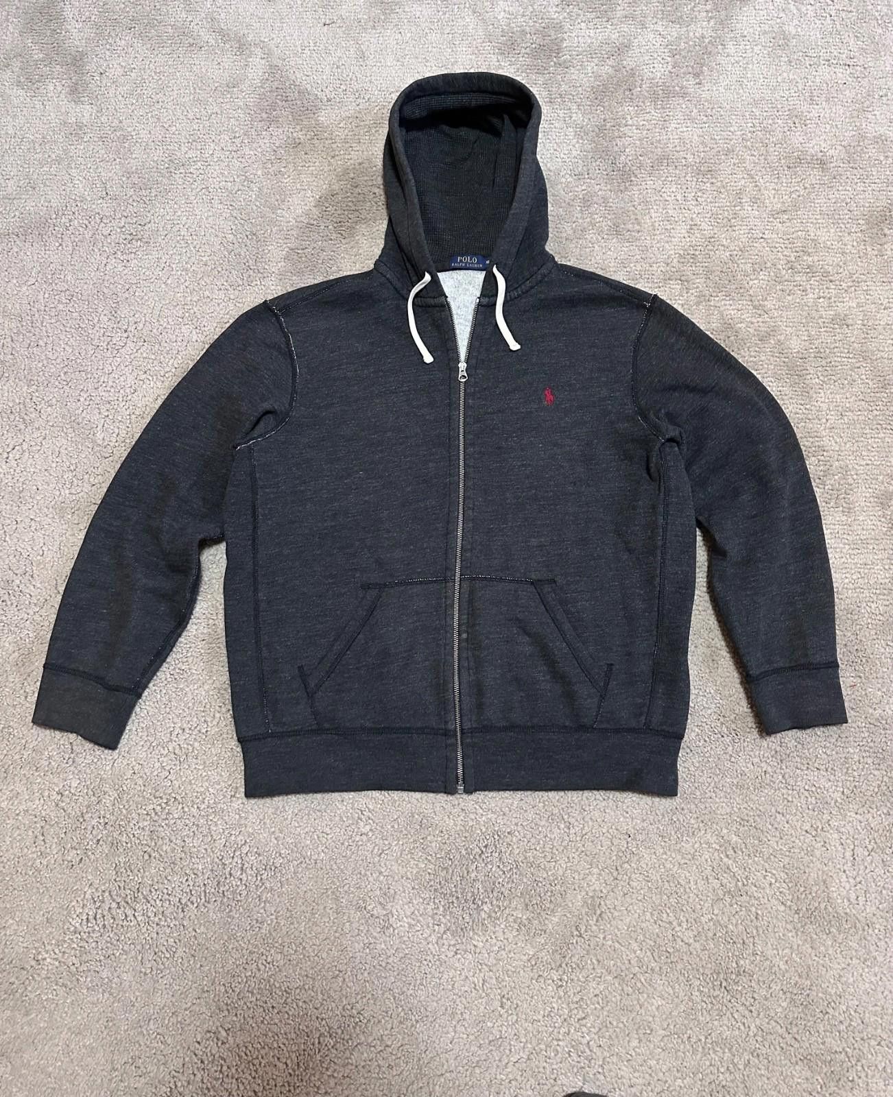 Polo Ralph Lauren VTG Polo Ralph Lauren Dark Grey Black Hoodie Logo Sz XL Size US XL / EU 56 / 4 - 1 Thumbnail