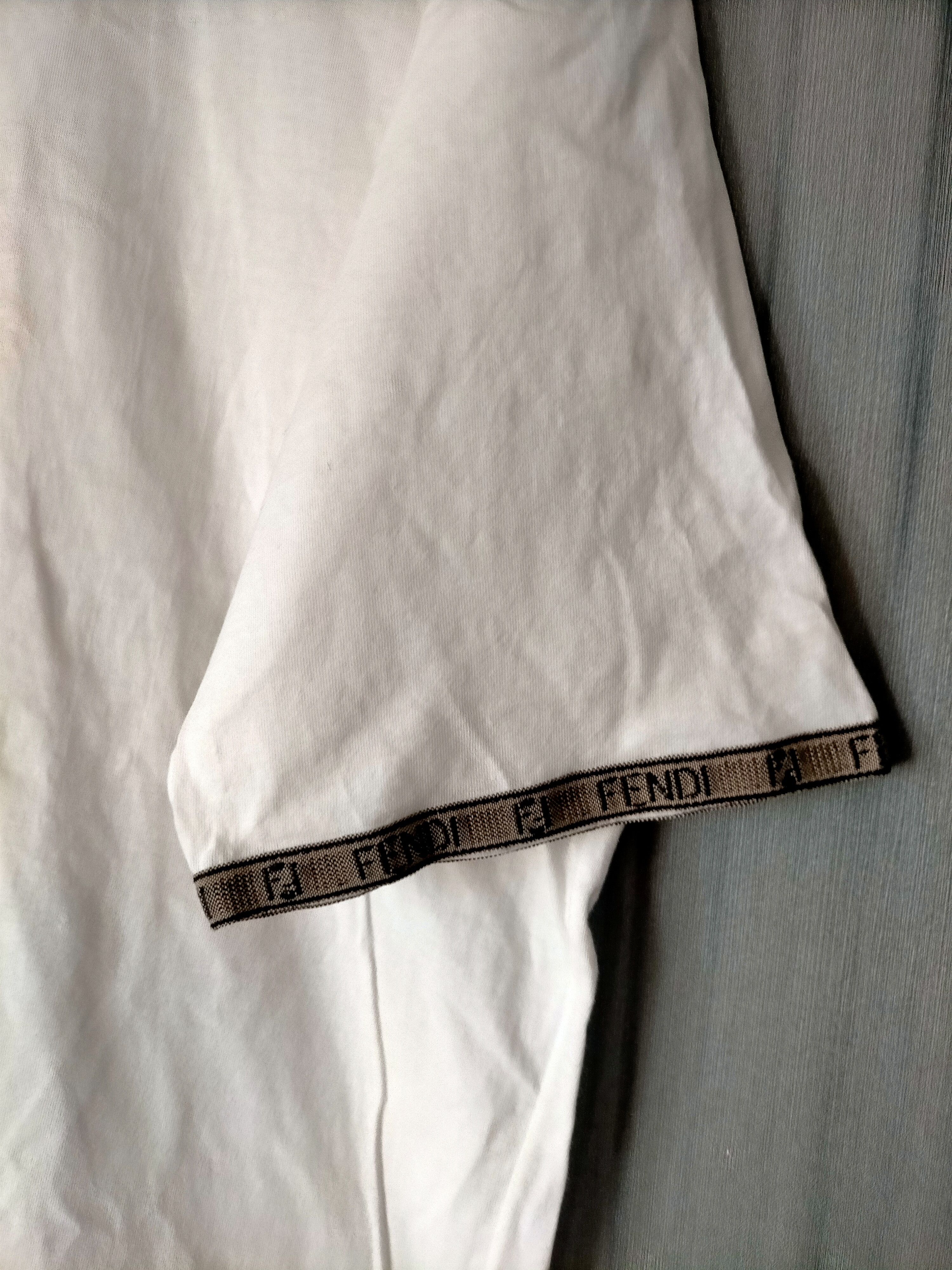 Fendi Fendi Made in italy Side Tape White Tee Size US L / EU 52-54 / 3 - 6 Thumbnail