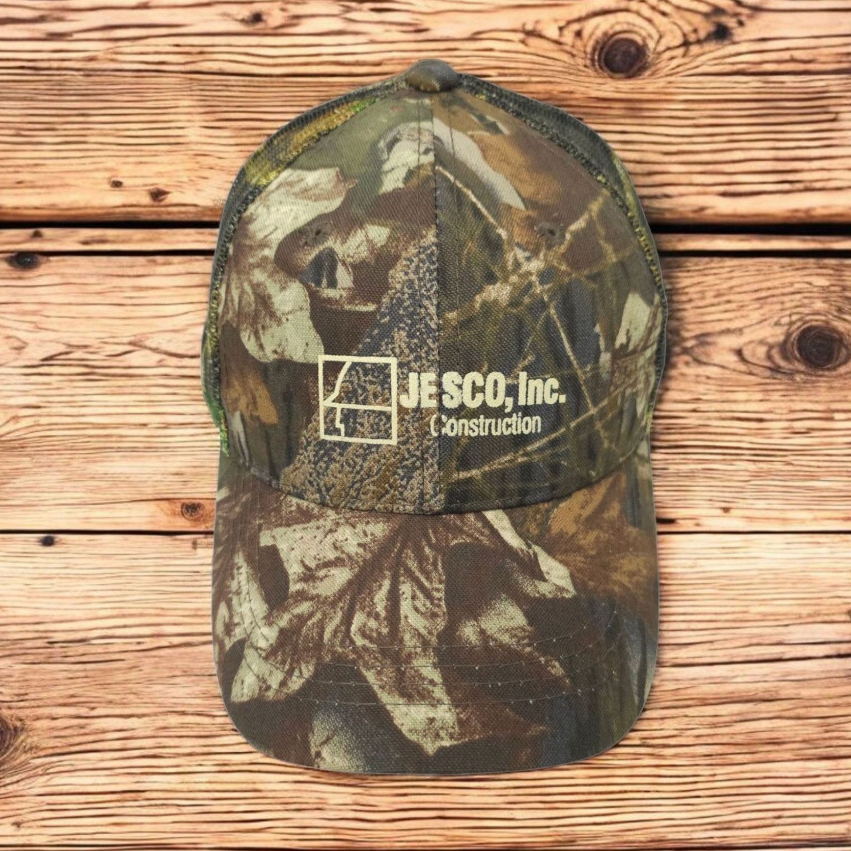 Other JESCO Construction Camo Mesh Strapback Cap Logo Trucker Hat Size ONE SIZE - 1 Thumbnail