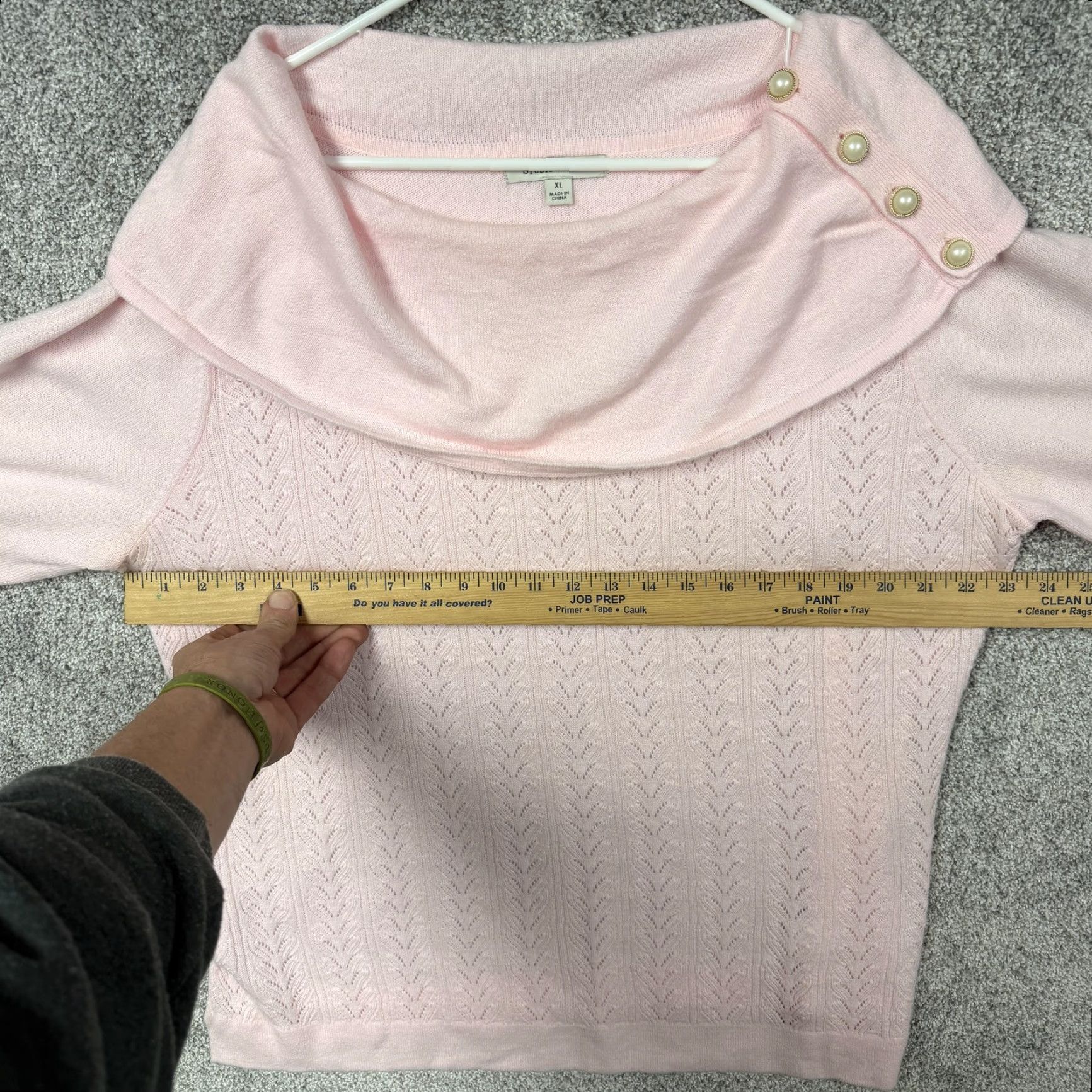 Vintage Studio Works Sweater Womens XL Pink Cowl Neck Button Preppy Lightweight Layering Size XL / US 12-14 / IT 48-50 - 4 Thumbnail
