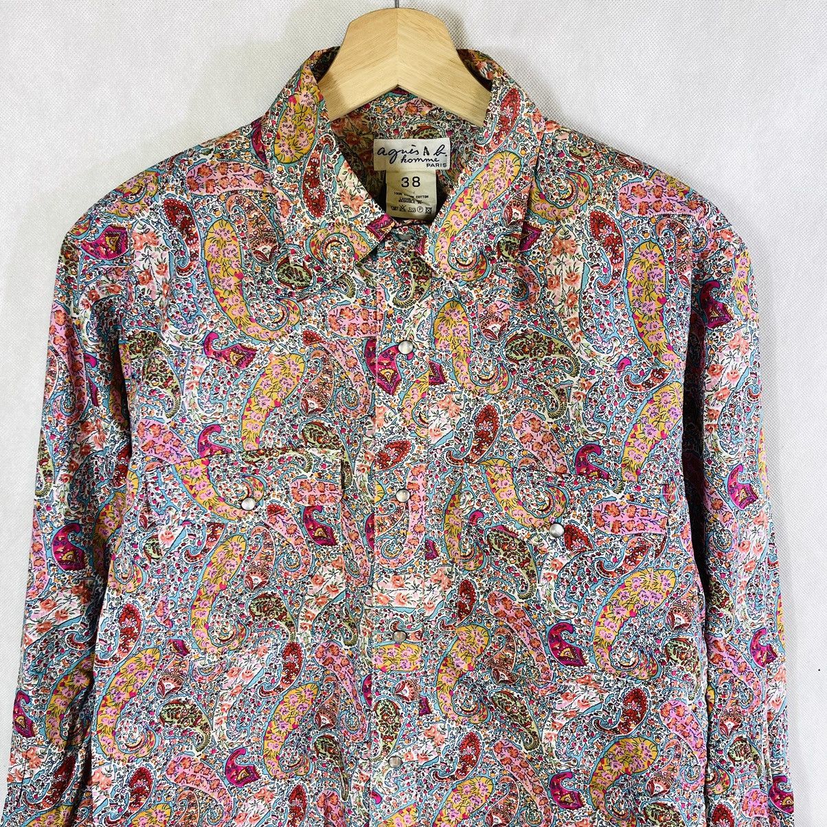 agnes b. Agnes B Homme Paris Paisley Psychedelic Pearl Snap Shirt Size US S / EU 44-46 / 1 - 3 Thumbnail