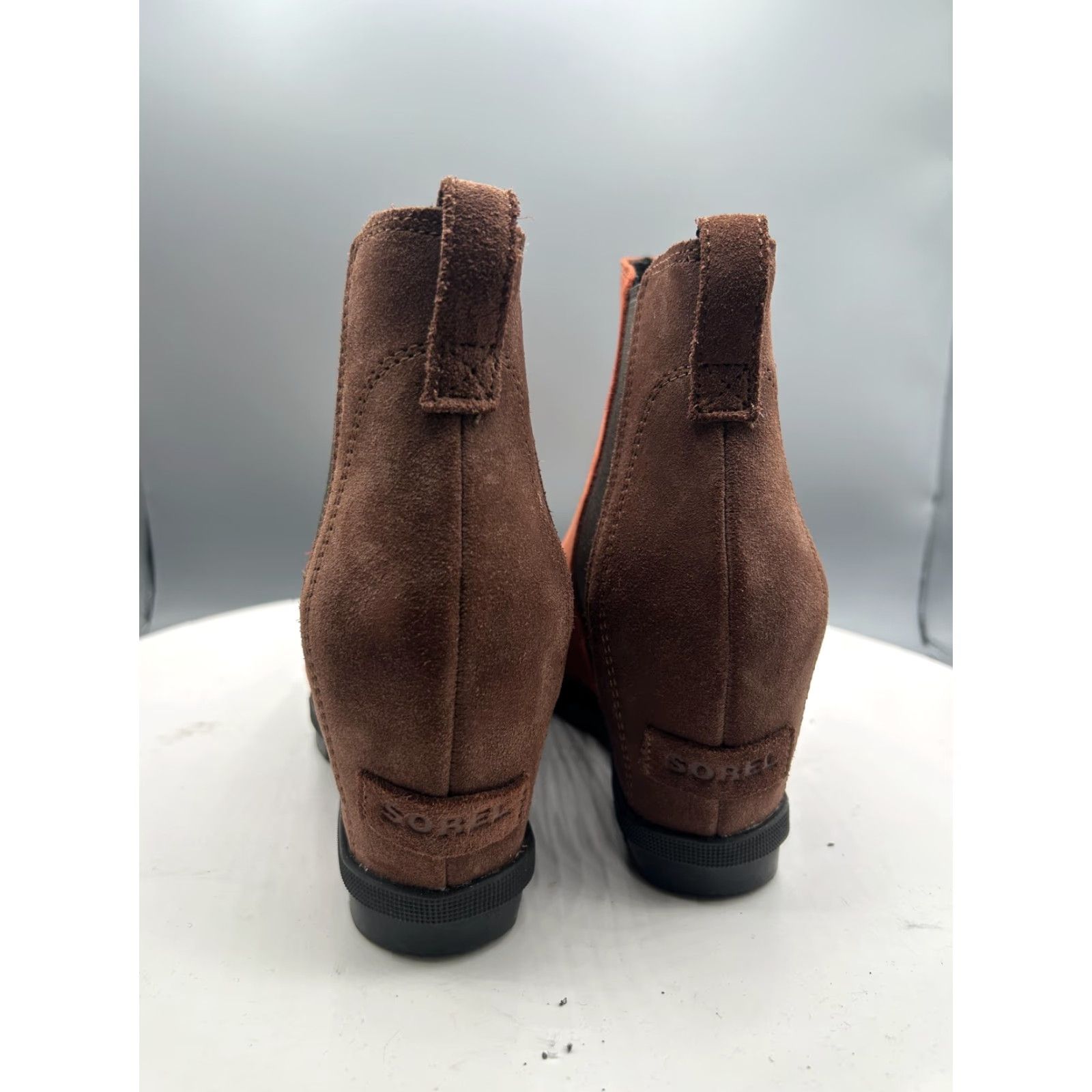 SOREL Sorel Boots Womens 8.5 Orange Suede Chelsea Ankle Lug Sole Booties - Brown Accent, Casual, Round Toe, Wedge Heel Size US 9 / IT 39 - 7 Thumbnail