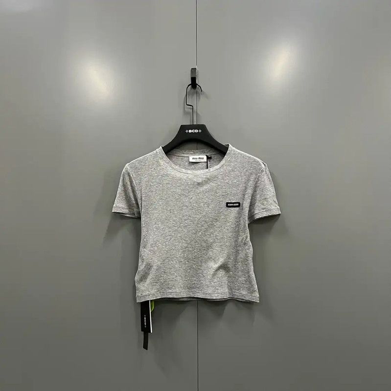 Miu Miu Miu Miu Grey Summer Short Sleeve T-Shirt 0089 Size XS / US 0-2 / IT 36-38 - 1 Thumbnail