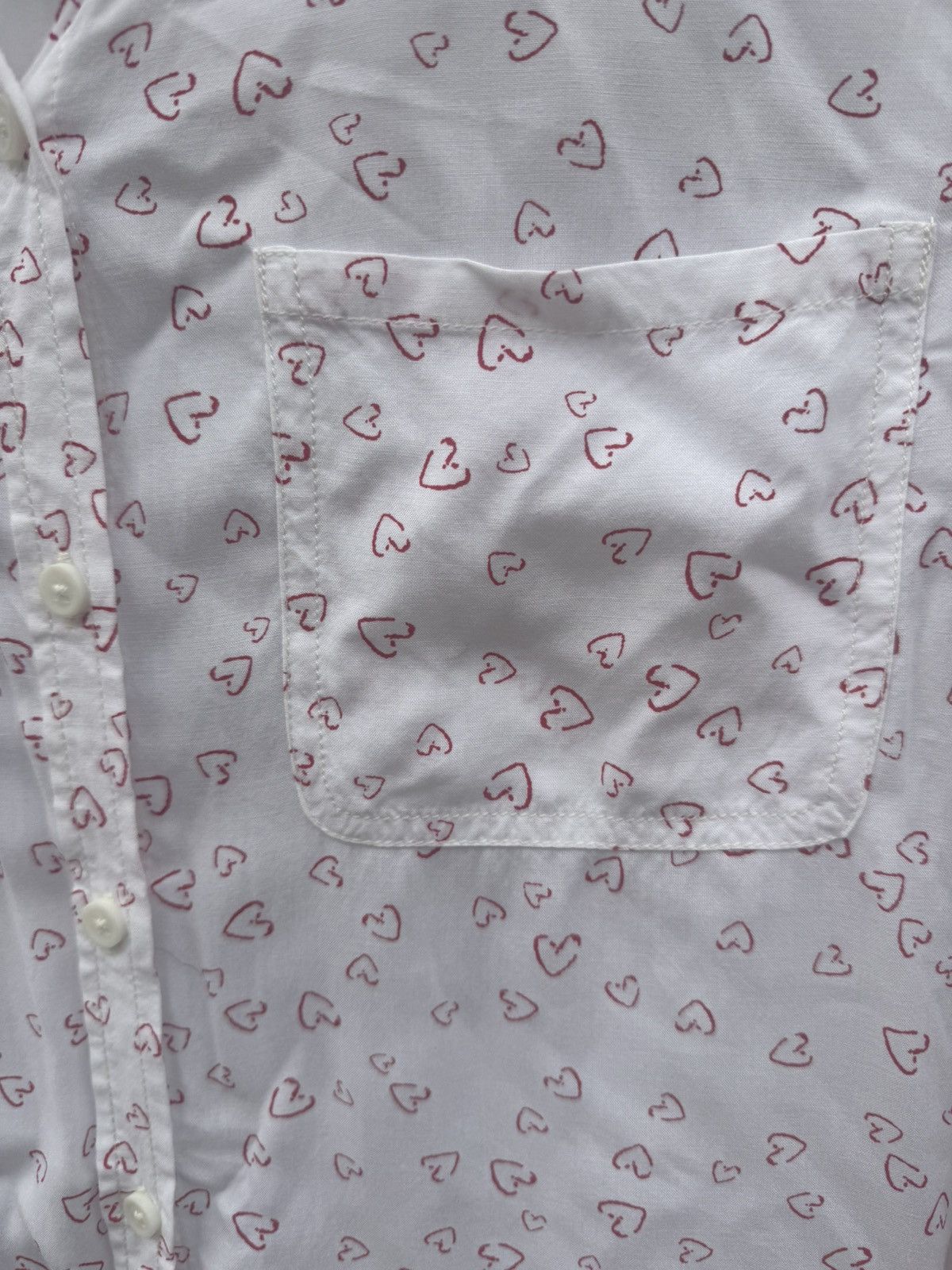 Other Beach Lunch Lounge Button Up Shirt Top White Red Heart Size M / US 6-8 / IT 42-44 - 3 Thumbnail