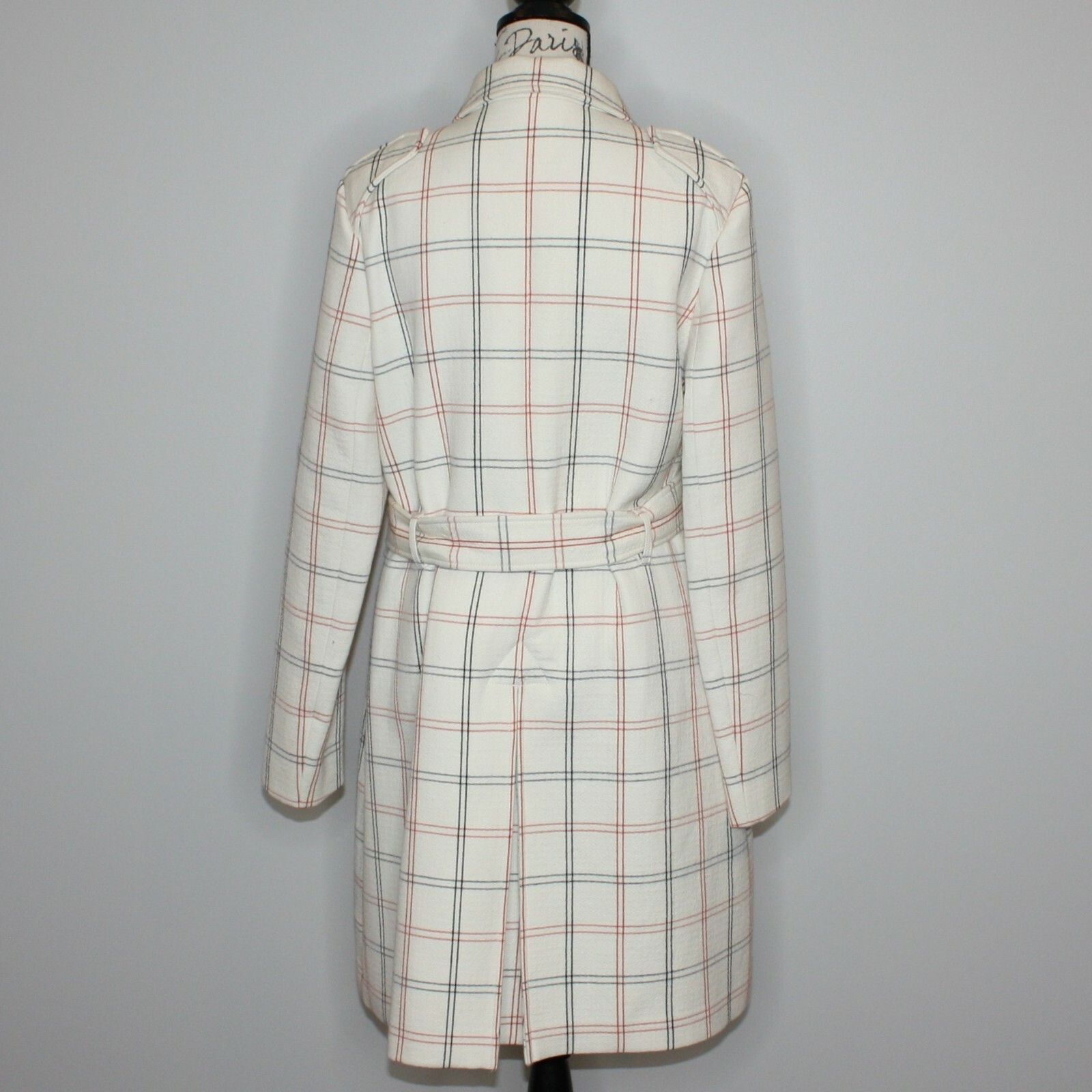 Theory Bozetta Ivory Checkered Plaid Wool Coat NWT MSRP $895 Size L / US 10 / IT 46 - 14 Thumbnail