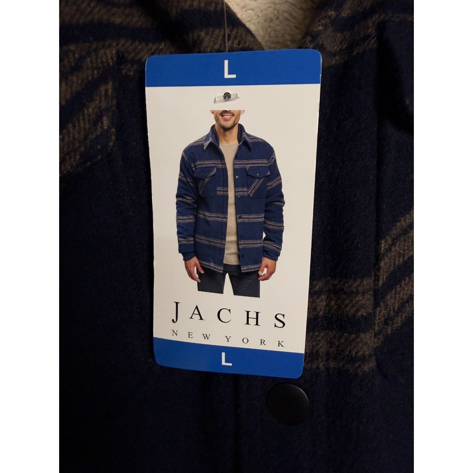 JACHS NY Jachs NY Navy Striped Flannel Shacket Faux Fur Lined NWT - L Size US L / EU 52-54 / 3 - 6 Thumbnail