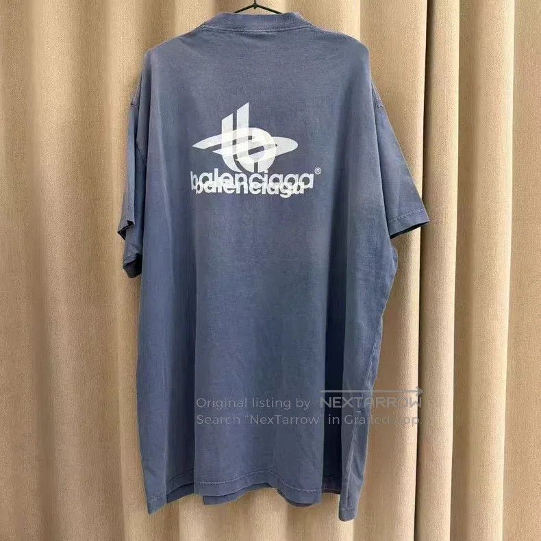 Balenciaga Balenciaga Washed Haze Blue 3B Phantom Short Sleeve Size US L / EU 52-54 / 3 - 2 Thumbnail