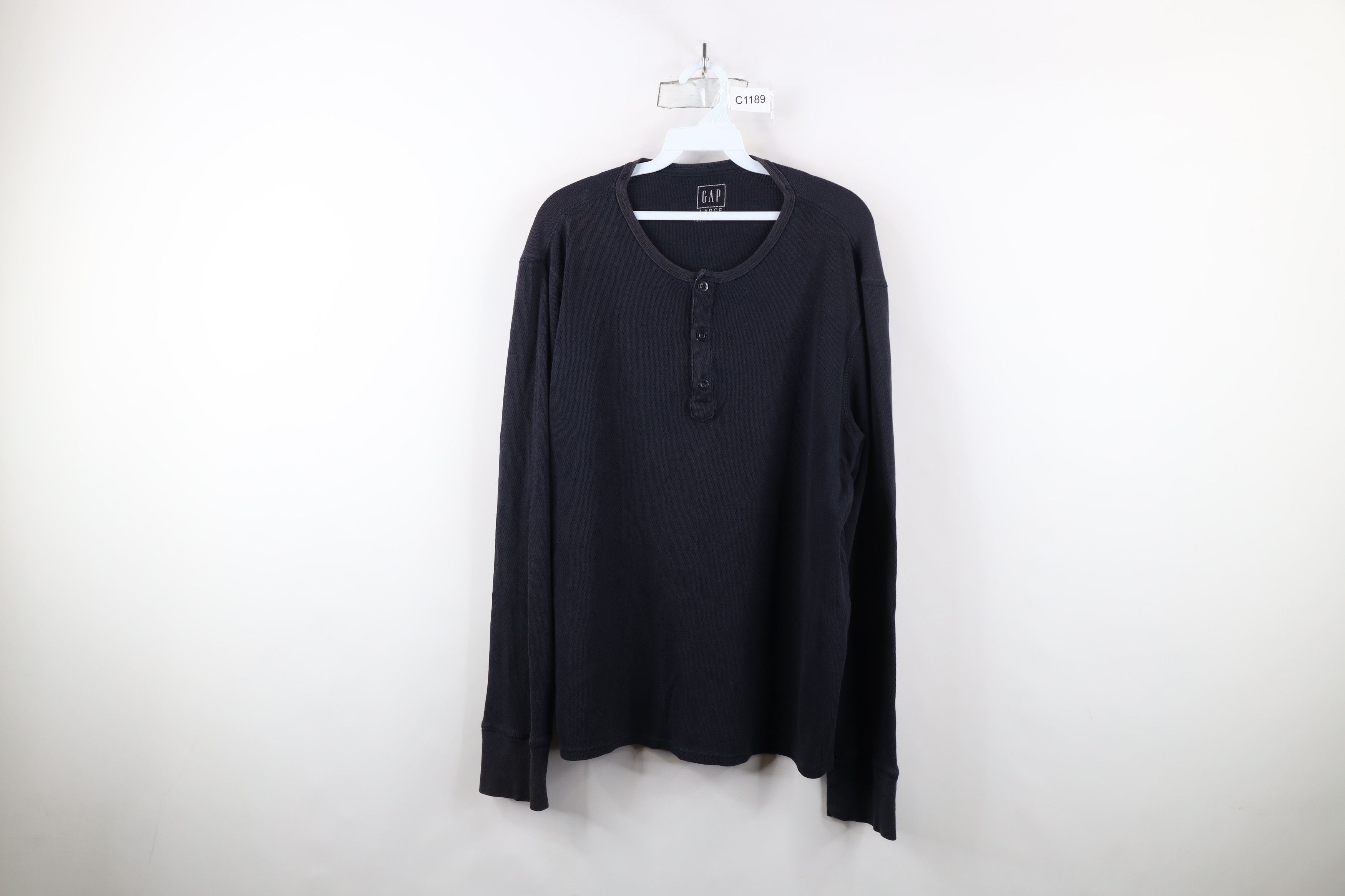 Gap × Vintage Vintage Gap Thermal Waffle Knit Long Sleeve Henley T-Shirt Size US L / EU 52-54 / 3 - 1 Thumbnail