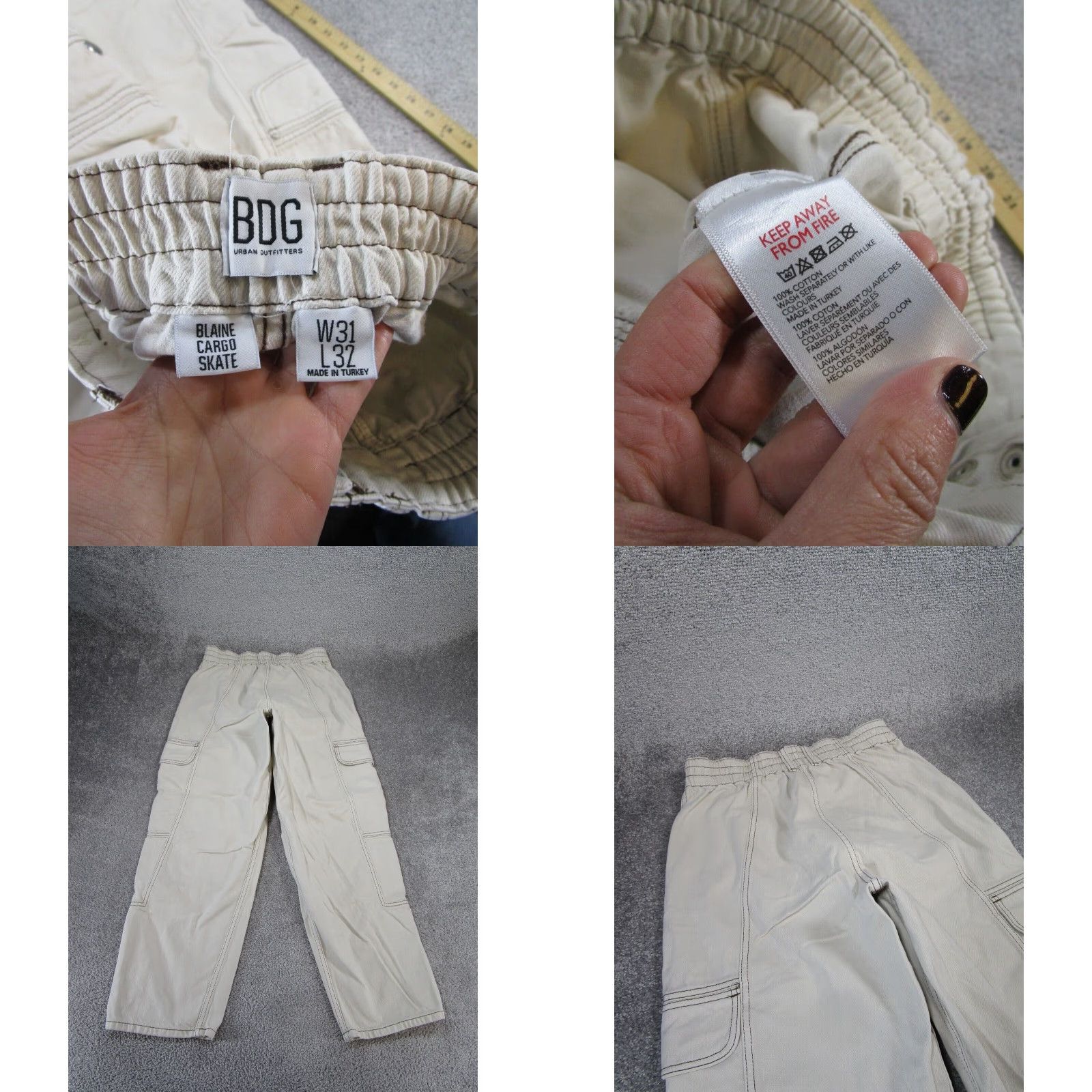 Urban Outfitters VINTAGE Urban Outfitters BDG Jeans Straight Denim Cargo Beige Women 31 High Rise Regular 31 Beige Womens Jeans 90s/2000s Style Size 24" / US 00 / IT 34 - 8 Thumbnail