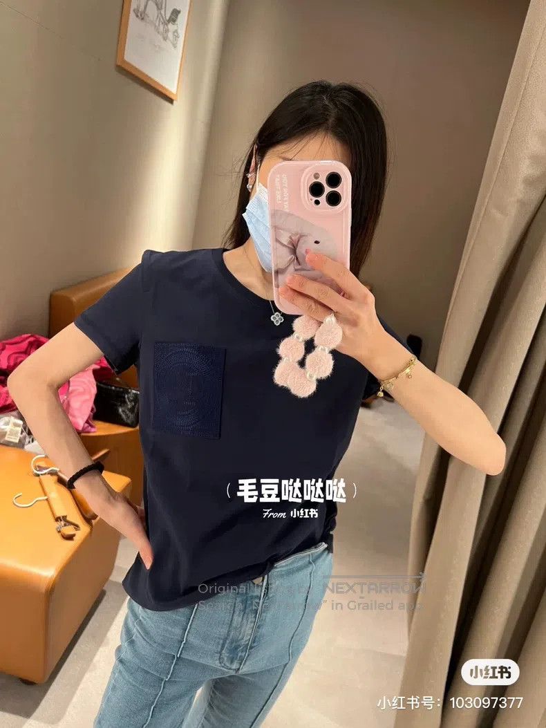 Hermes Hermes Navy Blue Pocket Embroidered Short Sleeve T-Shirt T Size XXS / US 00 / IT 34 - 8 Thumbnail